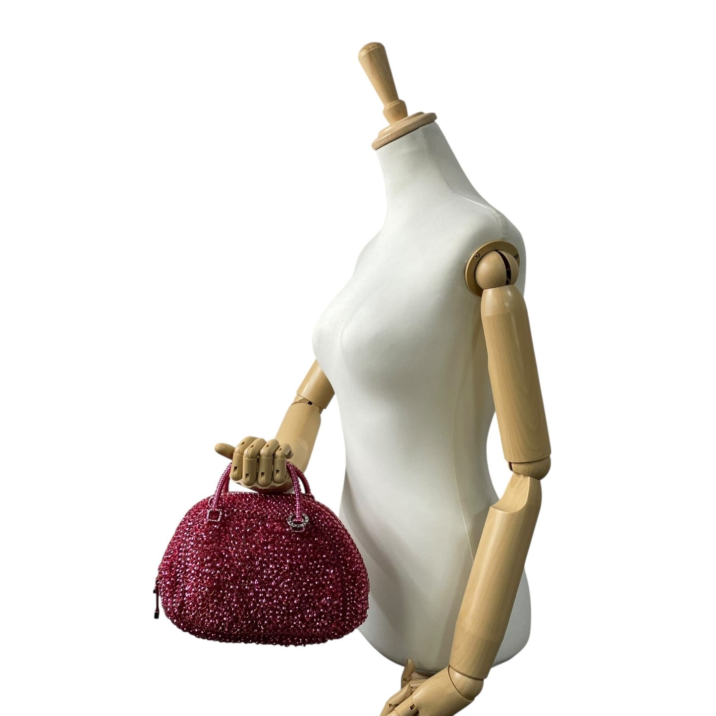 国内タイトル 美品 ANTEPRIMA アンテプリマ カルツォーネ 2WAY ハンドバッグ ワイヤーバッグ ピンク ショルダーバッグ チェーンショルダー クロスボディ シルバー金具 D4