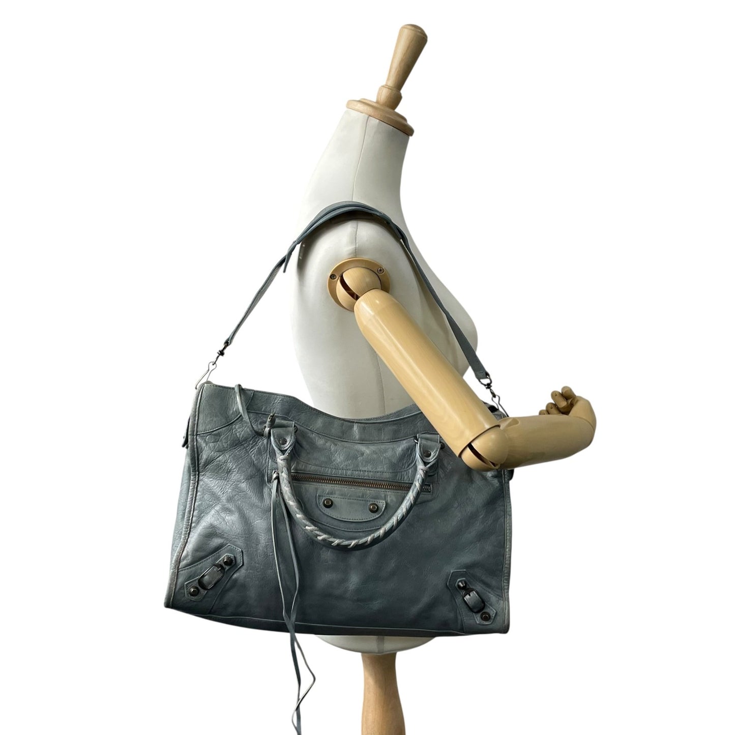 バレンシアガ BALENCIAGA ザ・シティ The City ハンドバッグ 2WAY ショルダーバッグ グレー レザー ヴィンテージ C7