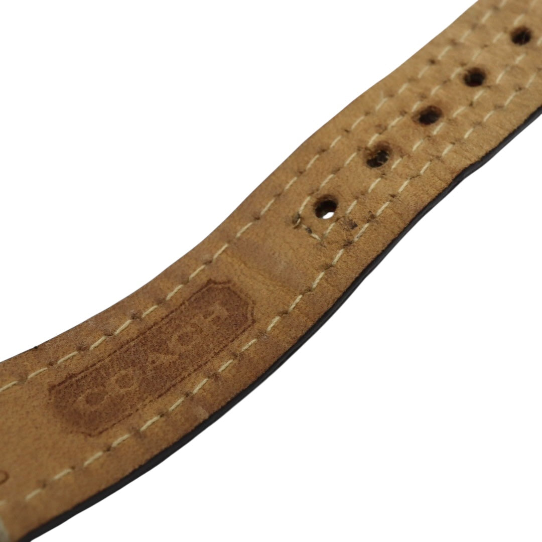 【電池交換済／クリーニング済】コーチ COACH 腕時計 8.180.158 レディースウォッチ クォーツ シルバー文字盤 シグネチャー キャンバスベルト グリーン系 デイトカレンダー アナログ クラシック カジュアル 稼働品 G3