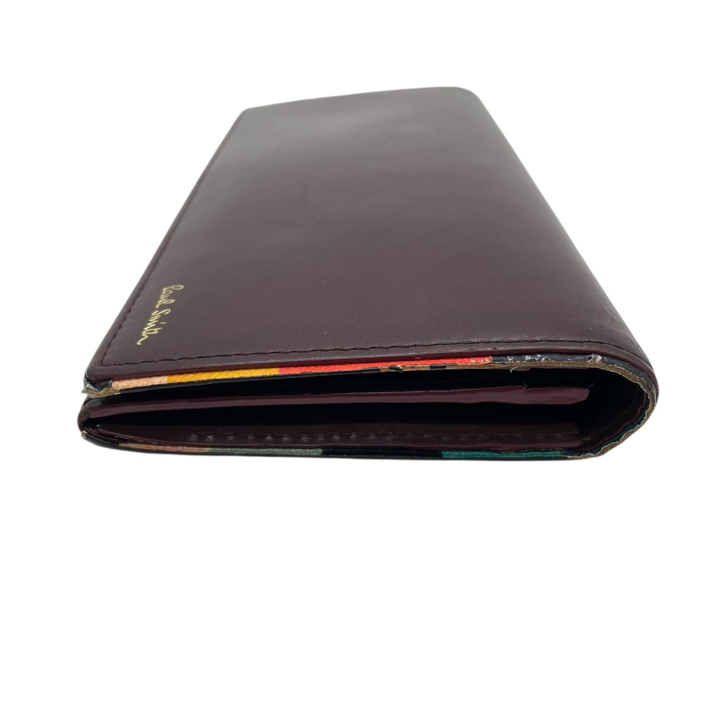 ポールスミス Paul Smith 長財布 折り財布 インサイドマルチストライプ マルチカラー レザー ボルドー ワインレッド 財布 3