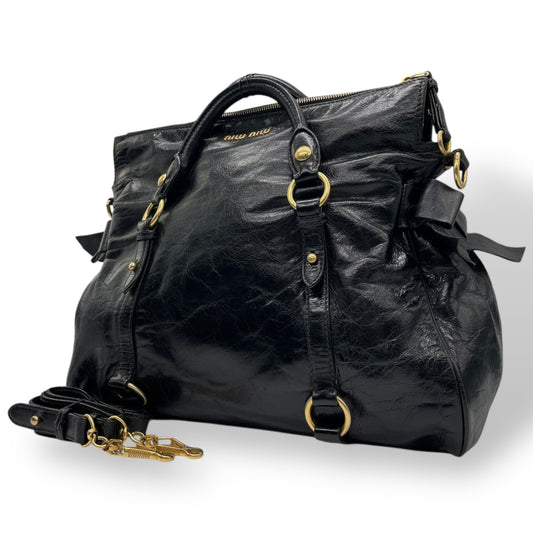 MIUMIU ミュウミュウ ハンドバッグ レザー ブラック【中古】 レディース