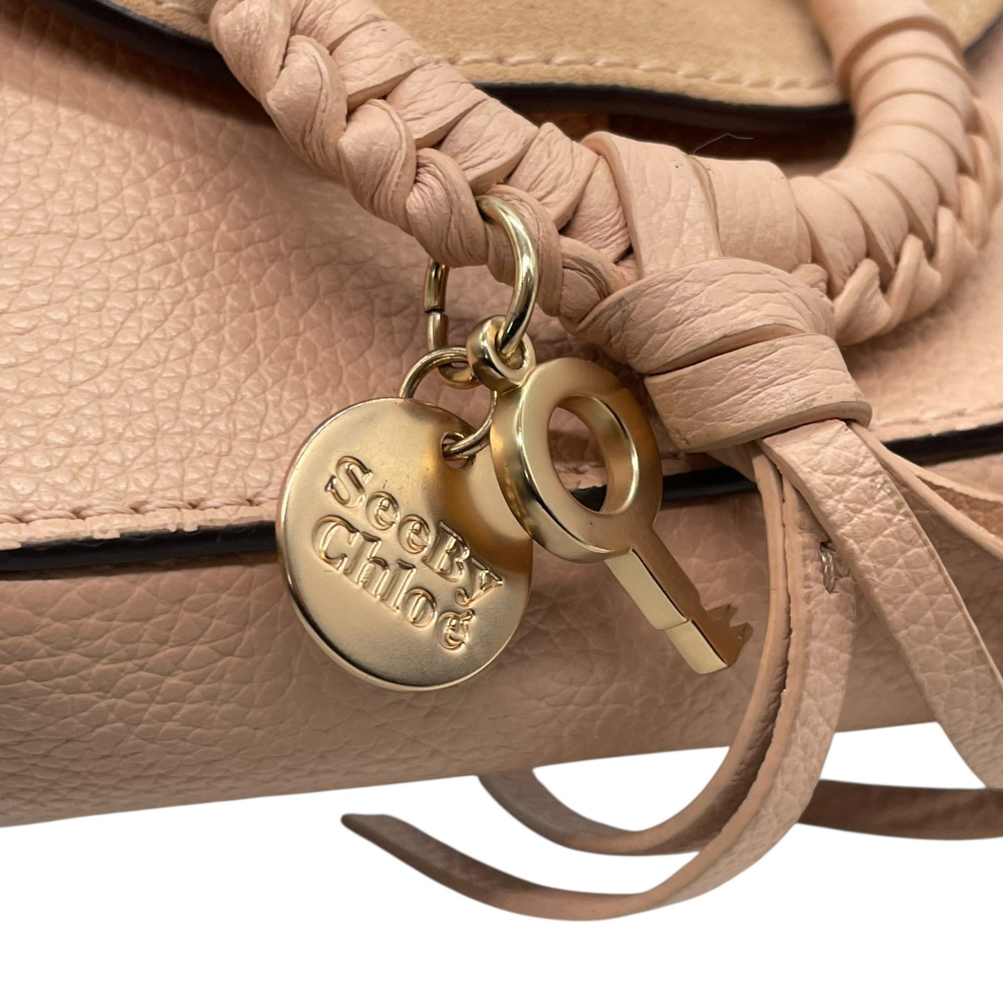 極 美品 シーバイクロエ See By Chloé Hana ハナ ショルダーバッグ ポシェット チェーン スエード レザー 本革 ピンク ゴールド金具 斜め掛け可 クロスボディ ミニバッグ レディース 鞄 カバン エレガント k11