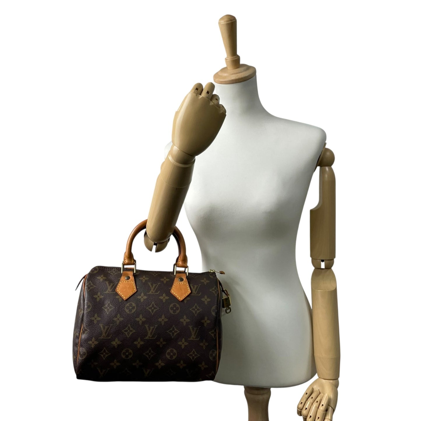 Authentic Louis Vuitton Speedy 25 Monogram Mini Boston Bag Brown Leather M41109