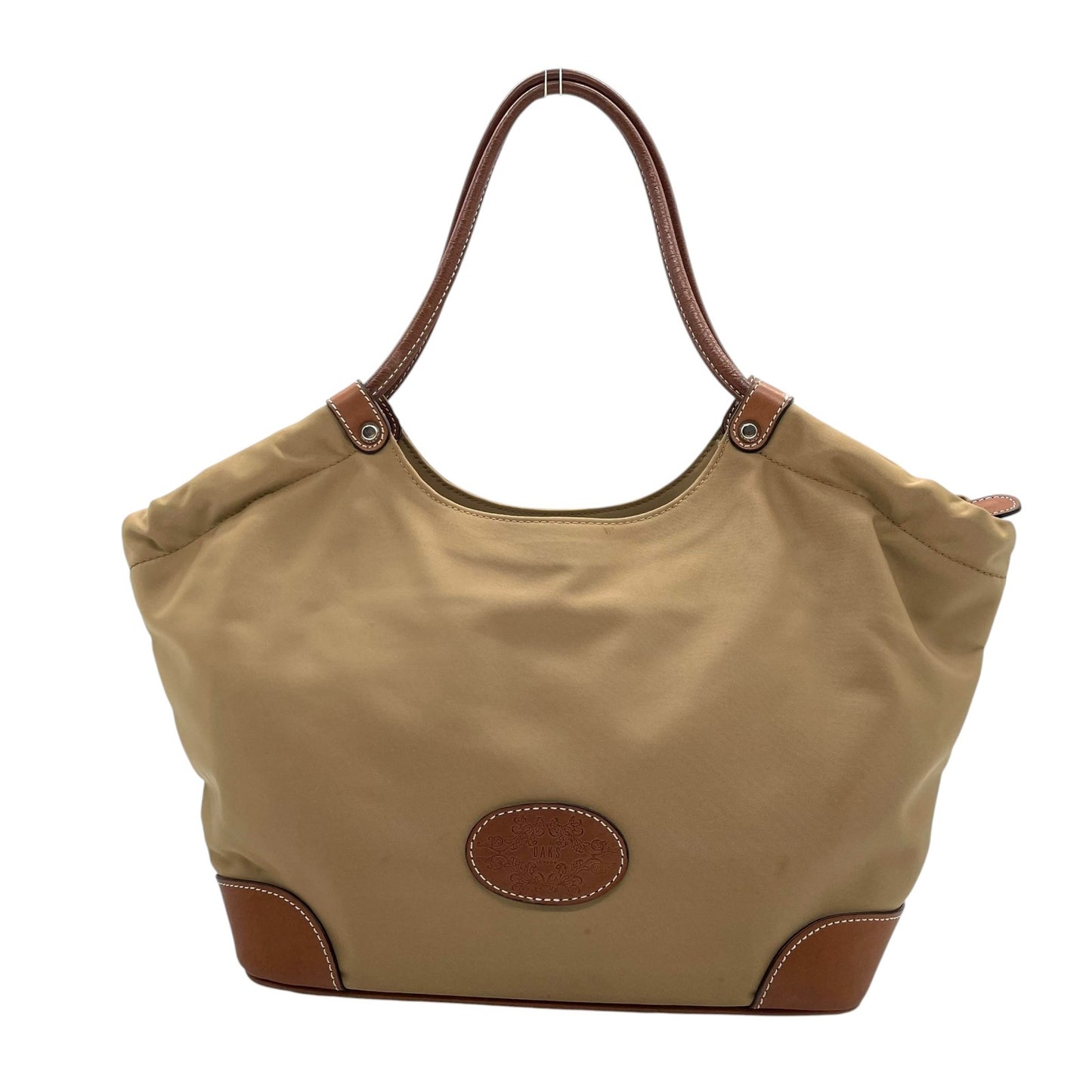 ダックス DAKS トートバッグ ナイロン×レザー ベージュ 茶色 ブラウン A4収納可 レディース メンズ兼用 S68