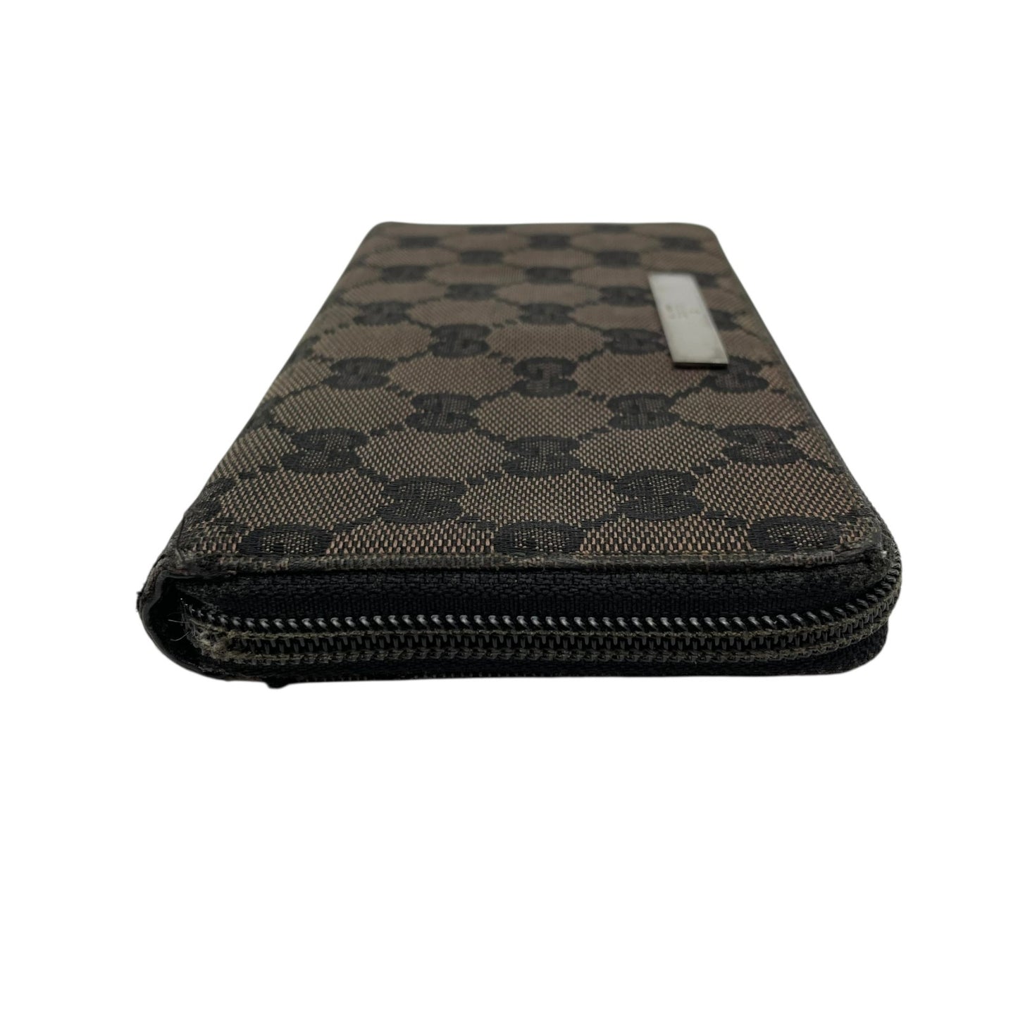 グッチ GUCCI 長財布 ラウンドファスナー GGキャンバス レザー ブラウン 茶 GG柄 ロゴ シルバー金具 メンズ レディース M1