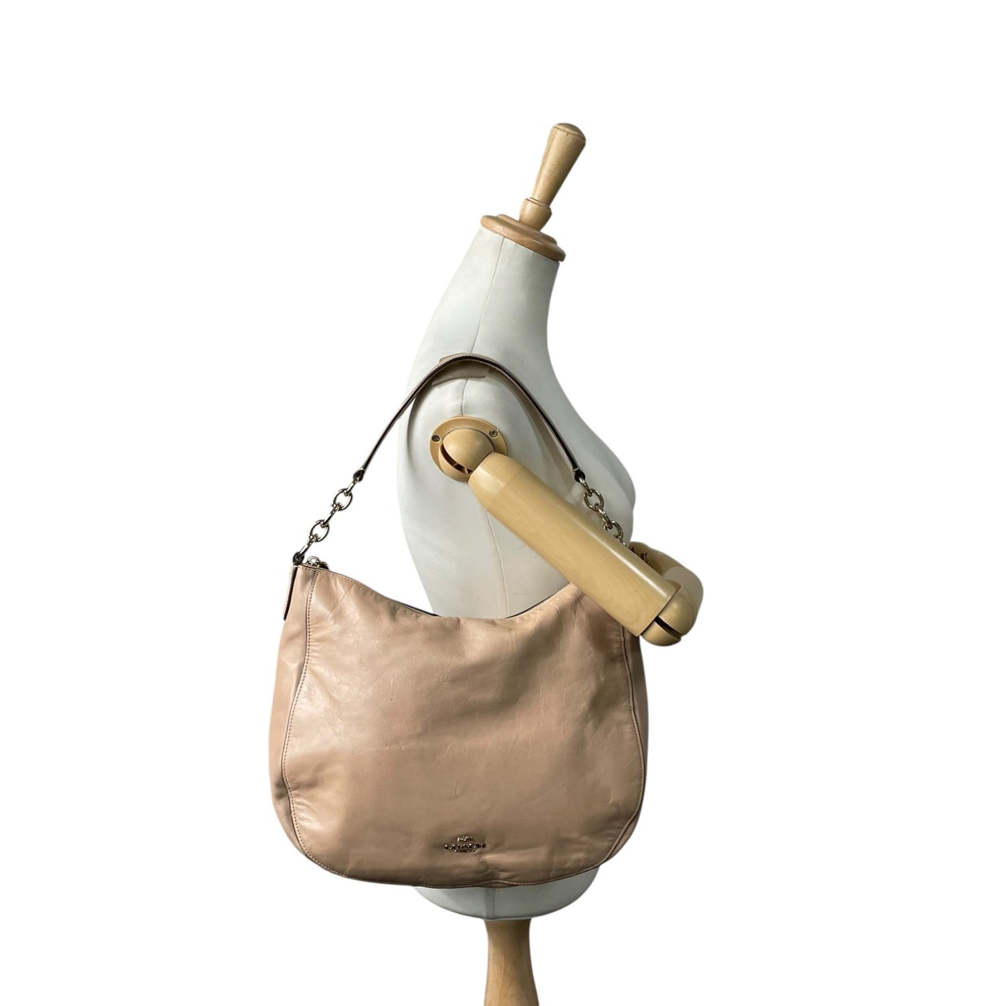 COACH コーチ チェルシー ワンショルダーバッグ ハンドバッグ ピンクベージュ レザー ゴールド金具 ホーボー 肩掛け可 ロゴ レディース T4