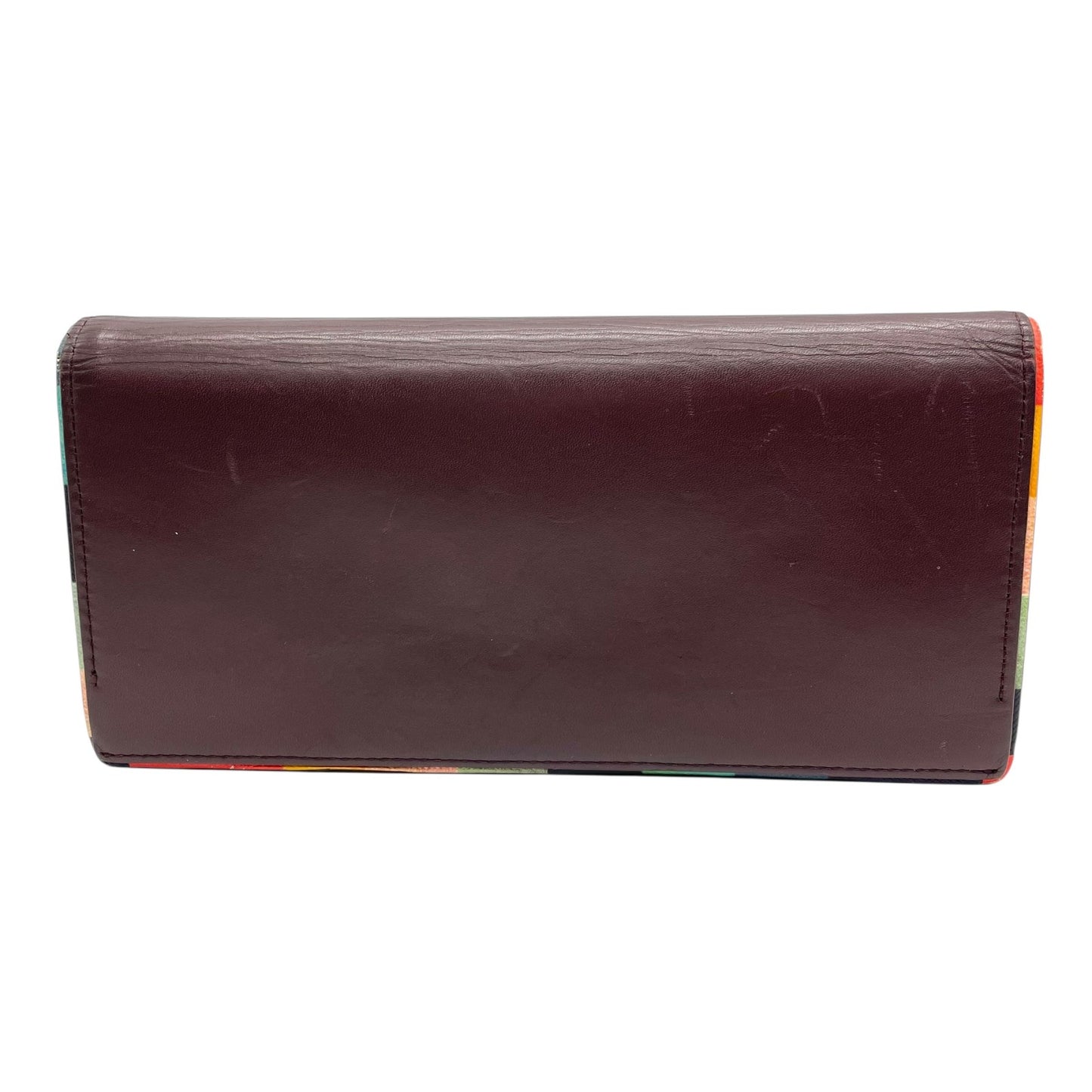 ポールスミス Paul Smith 長財布 折り財布 インサイドマルチストライプ マルチカラー レザー ボルドー ワインレッド 財布 3