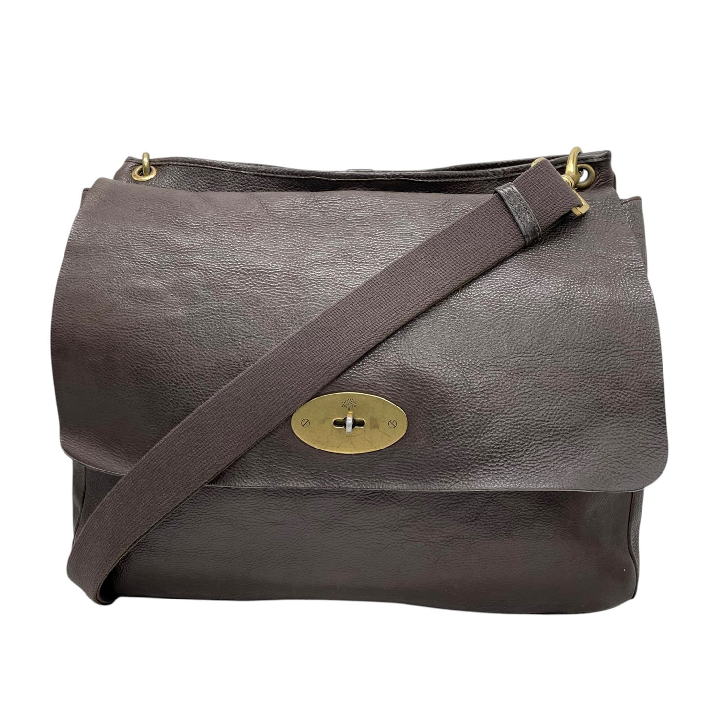 MULBERRY マルベリー ショルダーバッグ ダークブラウン レザー ターンロック ゴールド金具 k13