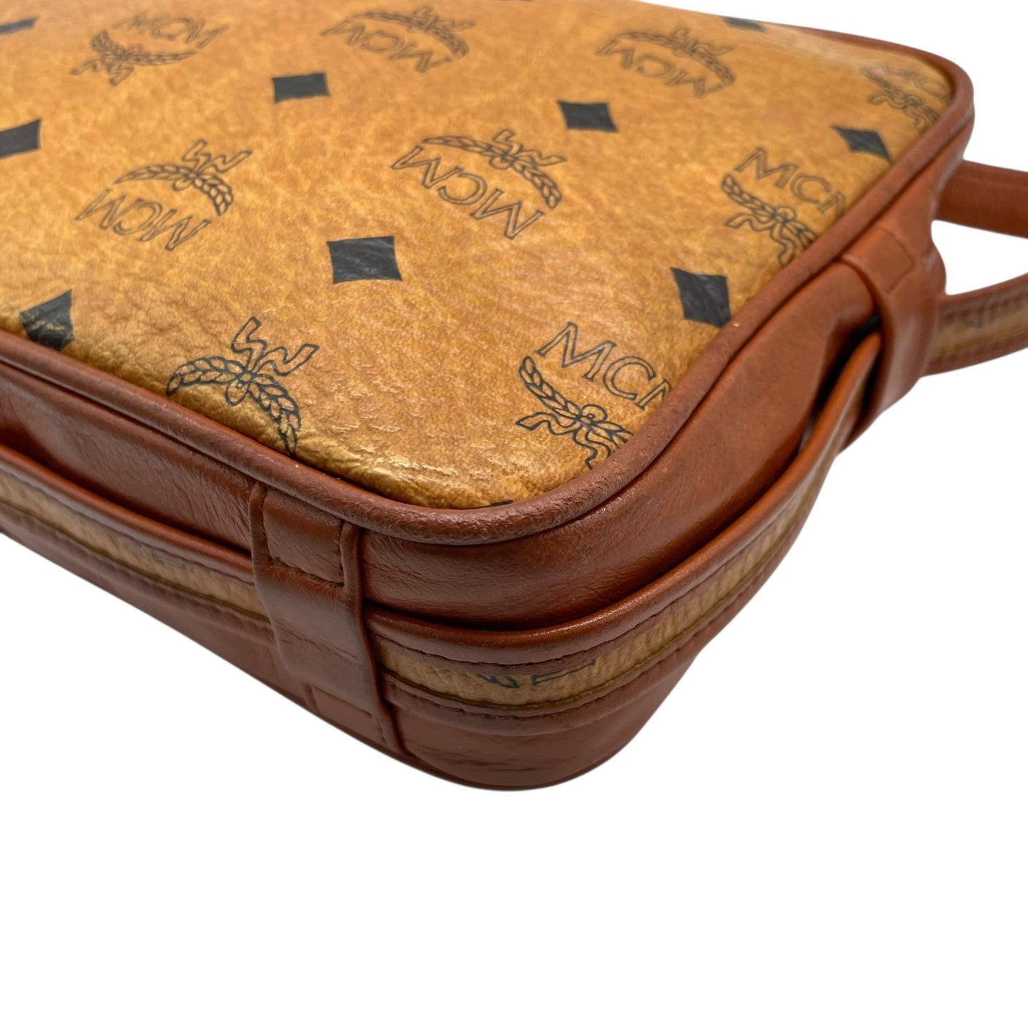 MCM ヴィンテージ ヴィセトス カメラバッグ ショルダーバッグ ブラウン モノグラム レザー切替 ゴールド金具 レディース s88