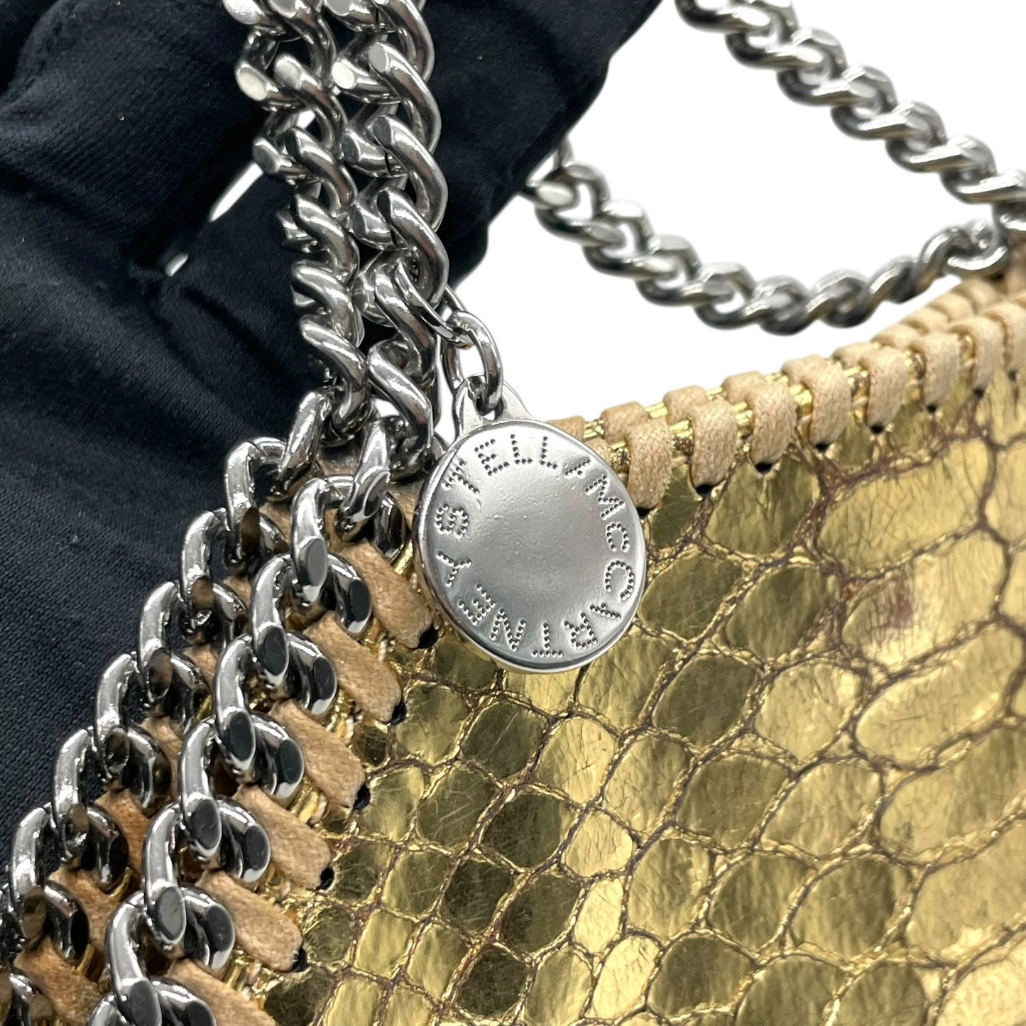 ステラ マッカートニー ファラベラ ミニ トート ゴールド 型押し チェーン 2WAY ヴィーガンレザー C7