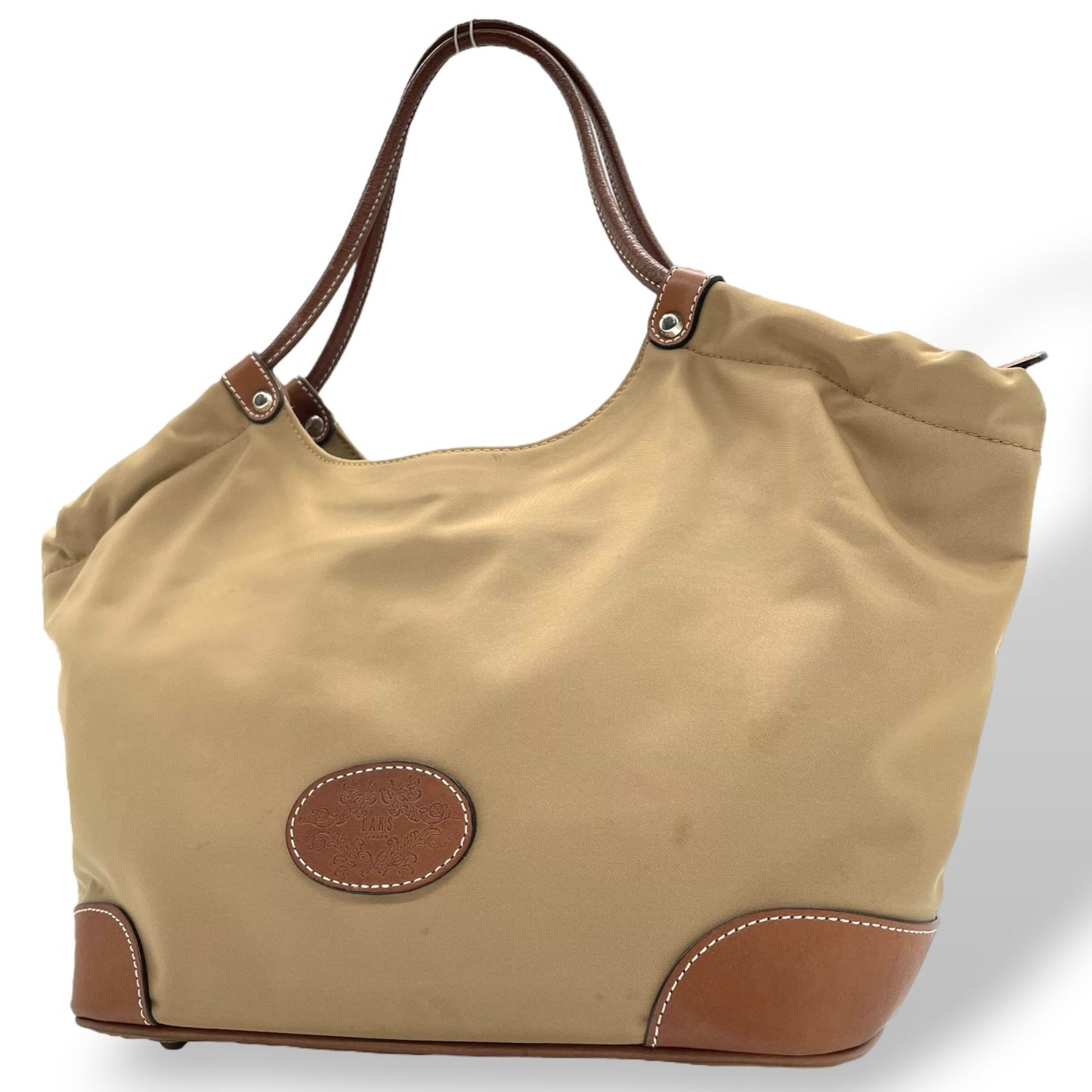 ダックス DAKS トートバッグ ナイロン×レザー ベージュ 茶色 ブラウン A4収納可 レディース メンズ兼用 S68