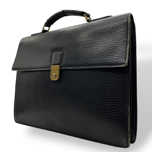 バーバリー BURBERRY ビジネスバッグ ブリーフケース ダレスバッグ ブラック 黒 レザー シボ革 ゴールド金具 ホースロゴ ヴィンテージ メンズ B