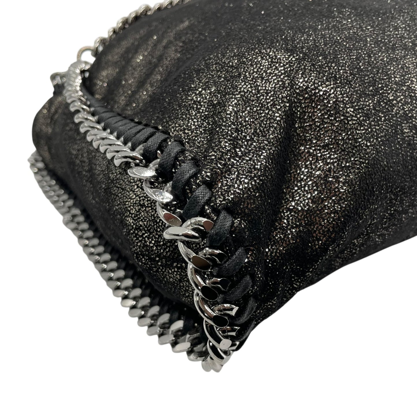 極 美品 希少色 Stella McCartney ステラマッカートニー ファラベラ トートバッグ メタリック 黒 ブラック チェーンショルダー アイコニック レディース C1