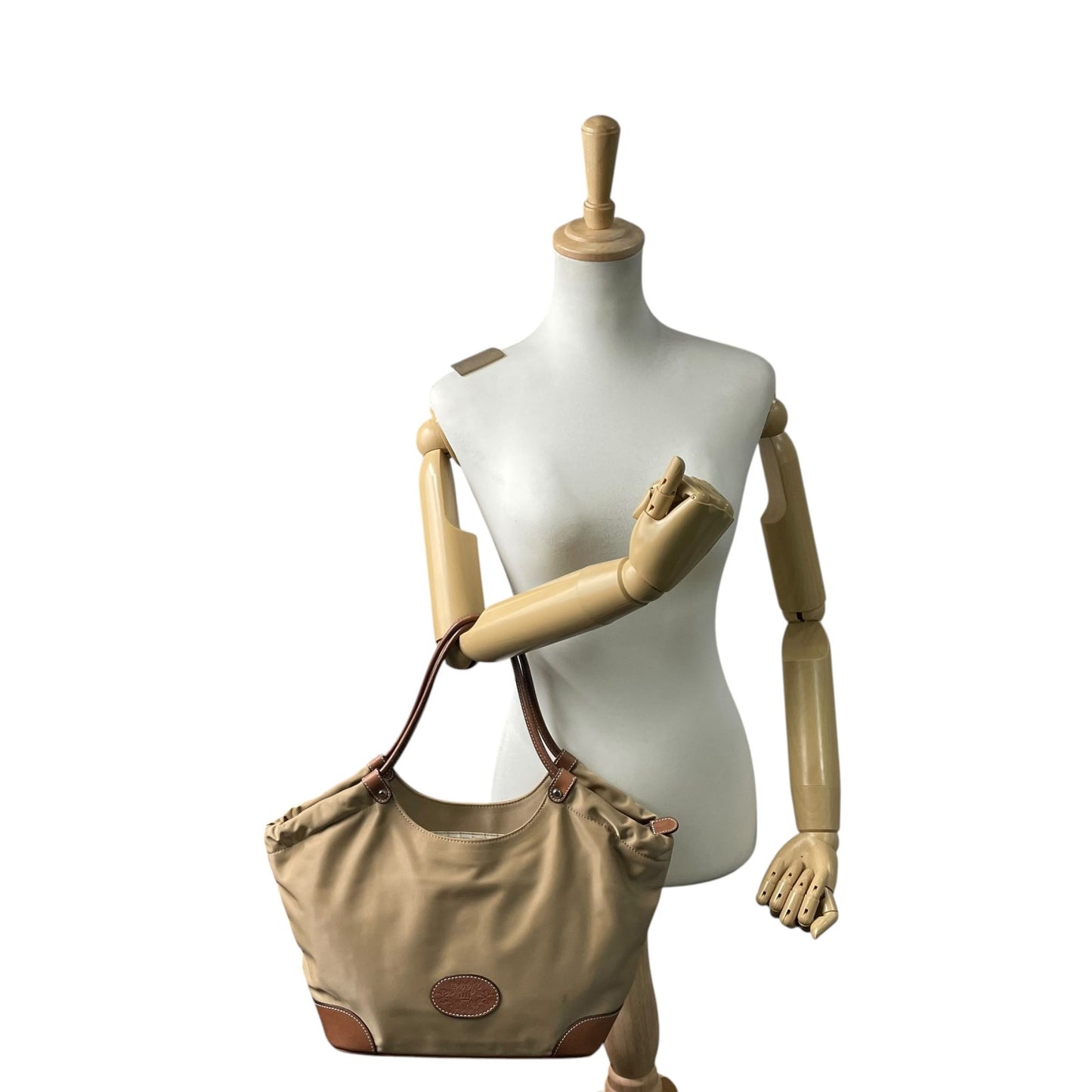 ダックス DAKS トートバッグ ナイロン×レザー ベージュ 茶色 ブラウン A4収納可 レディース メンズ兼用 S68