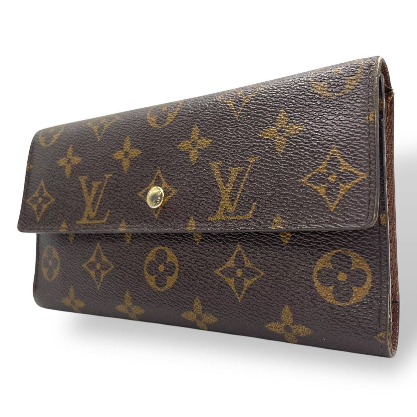 ルイ・ヴィトン LOUIS VUITTON LV モノグラム ポルトトレゾール インターナショナル M61215 長財布 茶色 ブラウン レザー 金金具 ゴールド シリアル刻印 W1