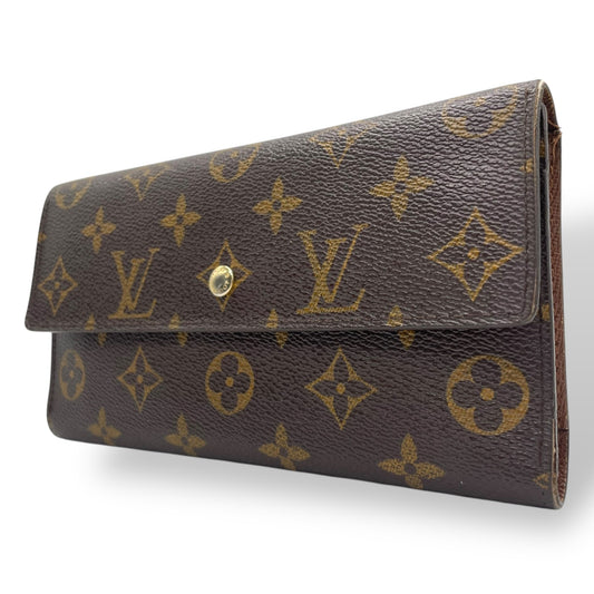 ルイ・ヴィトン LOUIS VUITTON LV モノグラム ポルトトレゾール インターナショナル M61215 長財布 茶色 ブラウン レザー 金金具 ゴールド シリアル刻印 W1