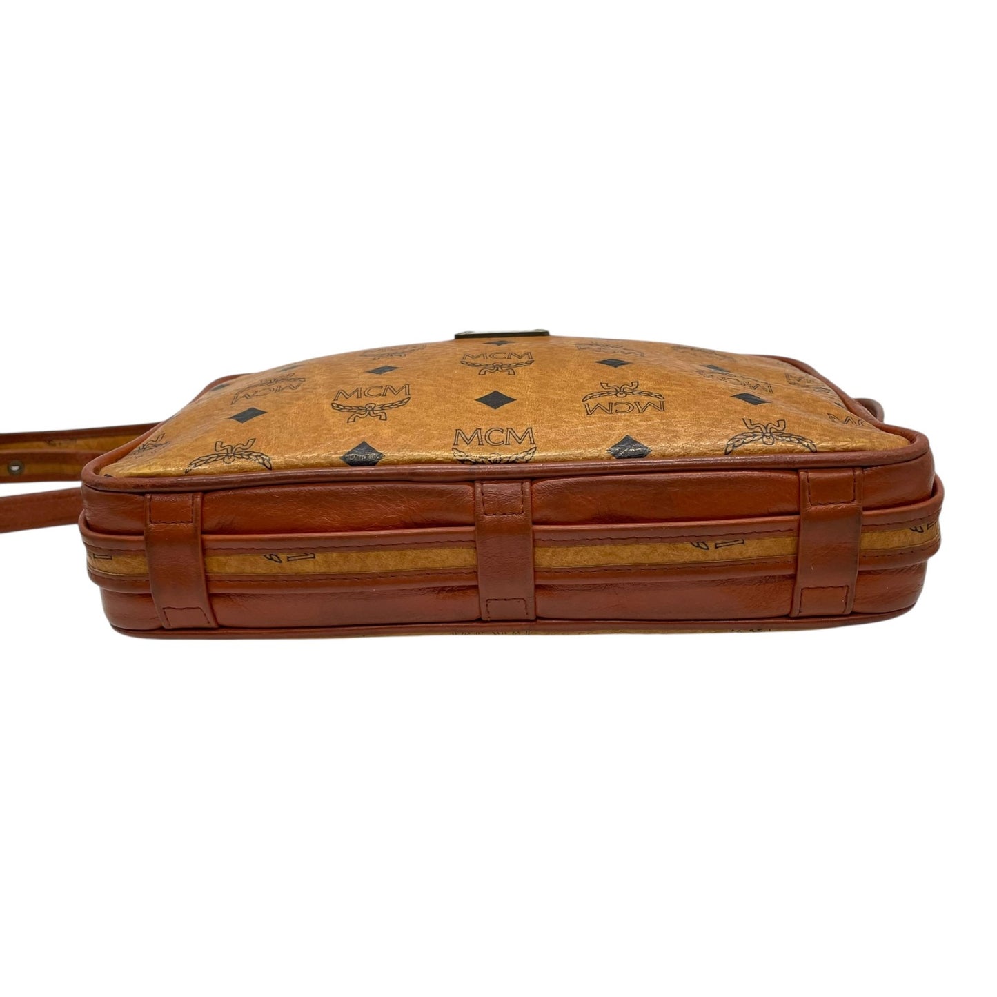 MCM ヴィンテージ ヴィセトス カメラバッグ ショルダーバッグ ブラウン モノグラム レザー切替 ゴールド金具 レディース s88