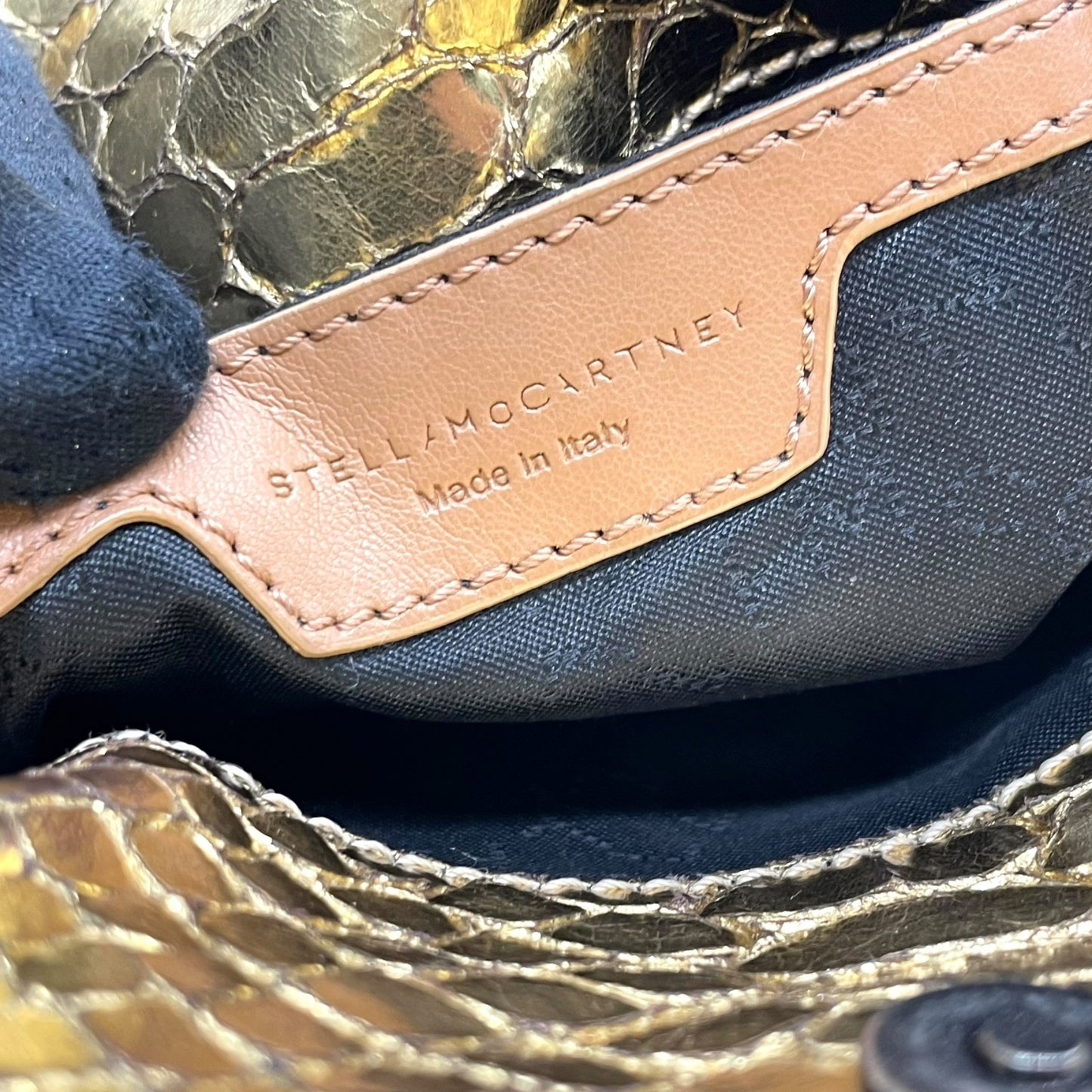ステラ マッカートニー ファラベラ ミニ トート ゴールド 型押し チェーン 2WAY ヴィーガンレザー C7