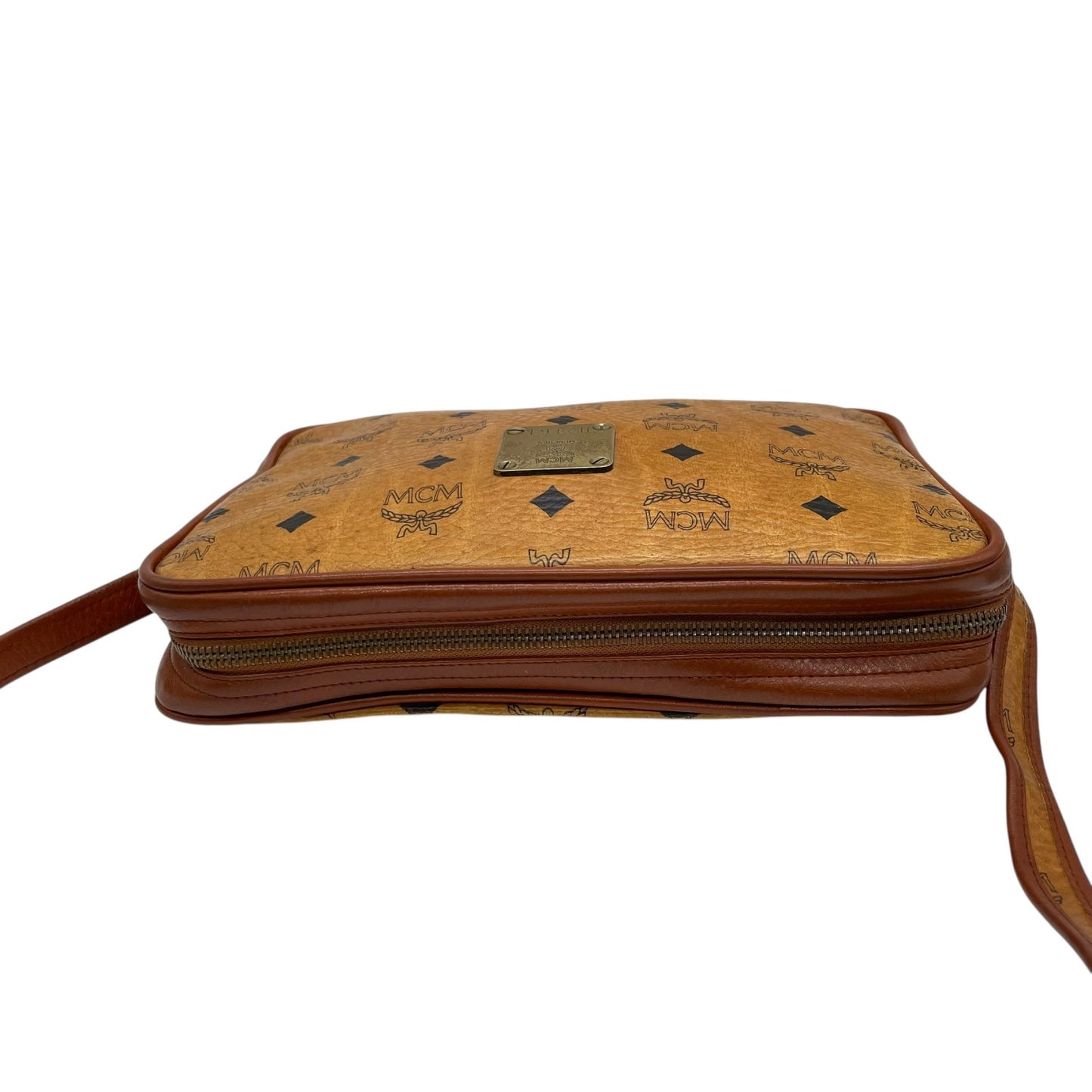 MCM ヴィンテージ ヴィセトス カメラバッグ ショルダーバッグ ブラウン モノグラム レザー切替 ゴールド金具 レディース s88