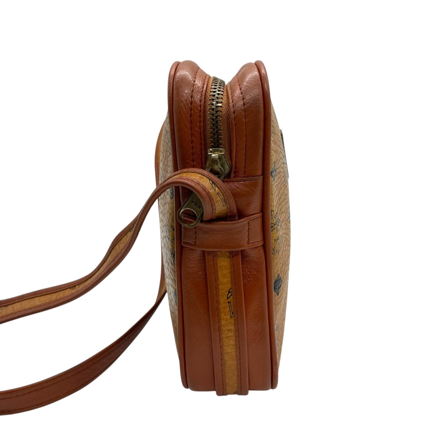 MCM ヴィンテージ ヴィセトス カメラバッグ ショルダーバッグ ブラウン モノグラム レザー切替 ゴールド金具 レディース s88