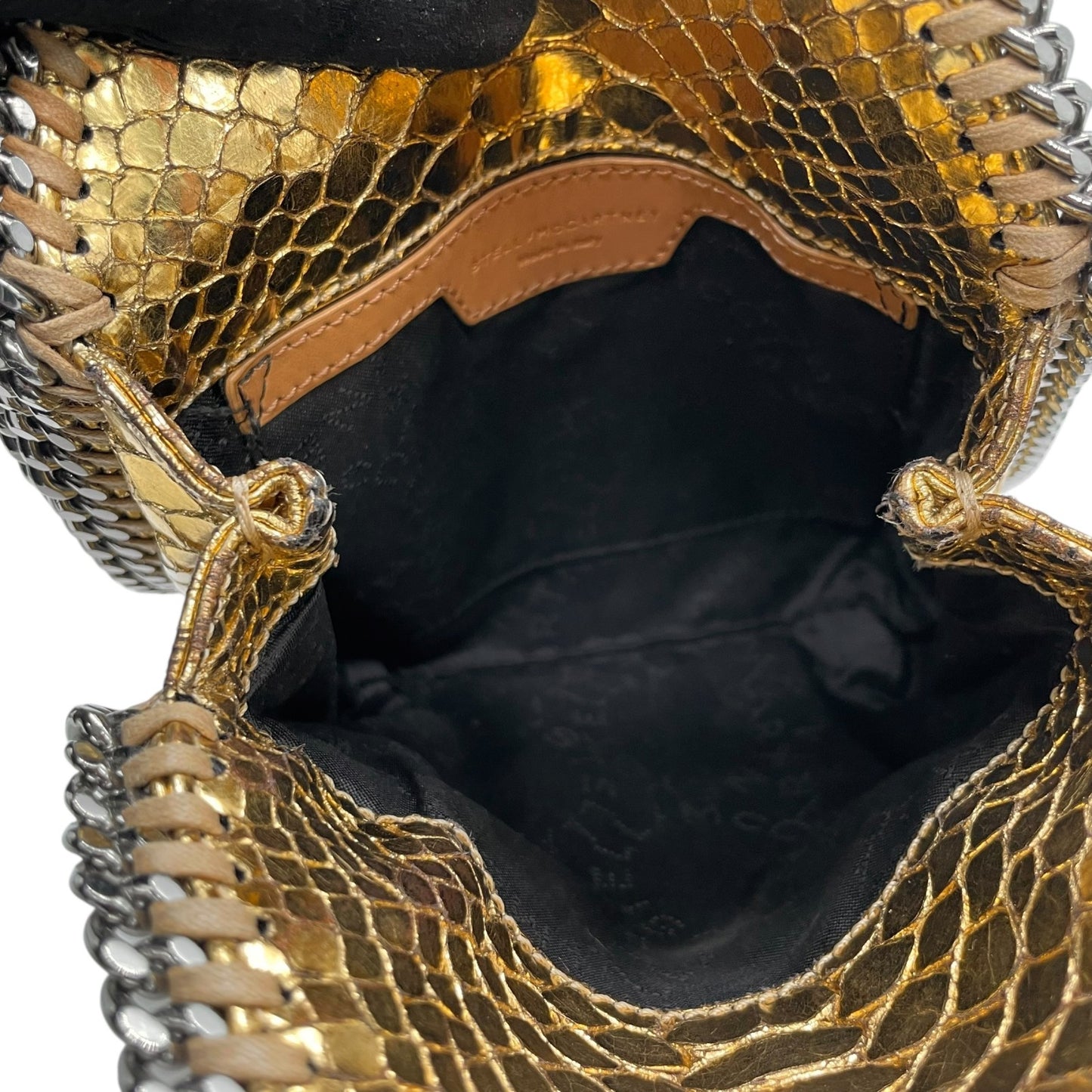 ステラ マッカートニー ファラベラ ミニ トート ゴールド 型押し チェーン 2WAY ヴィーガンレザー C7