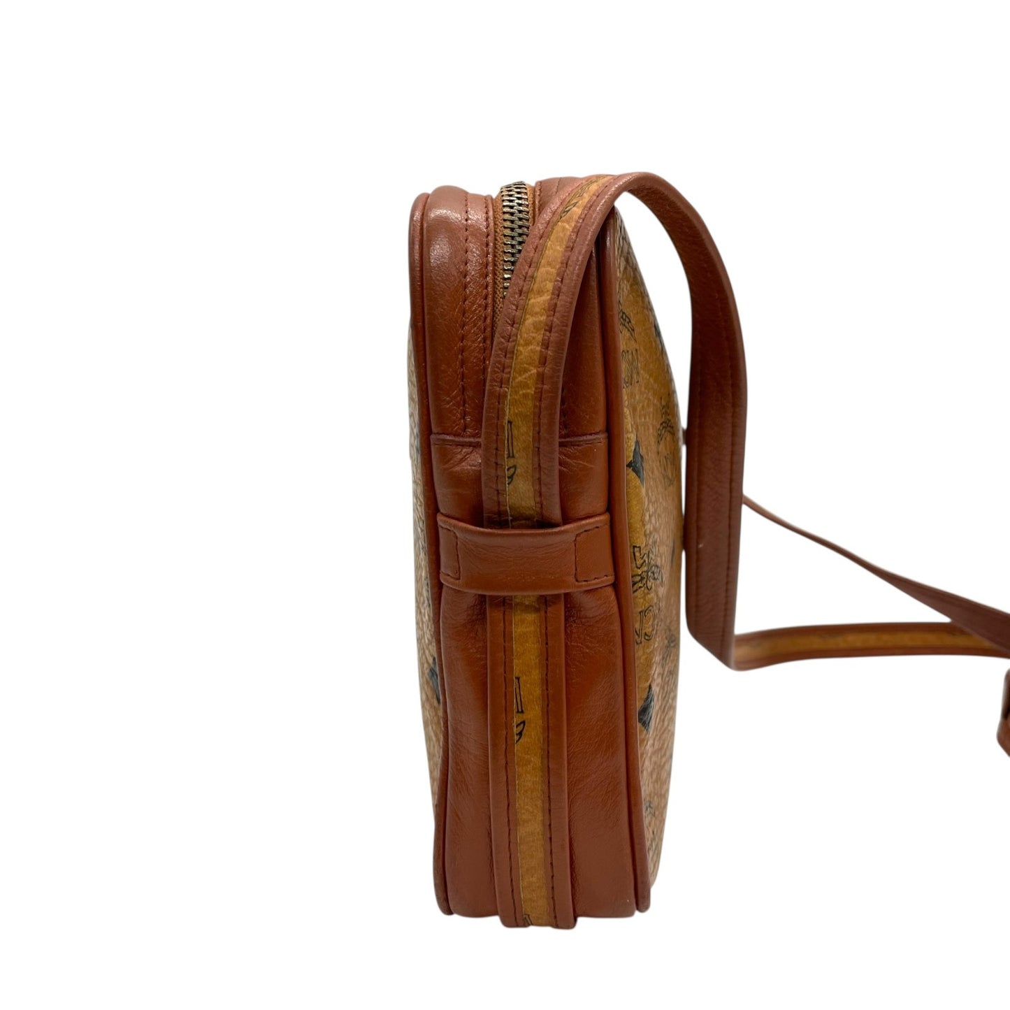 MCM ヴィンテージ ヴィセトス カメラバッグ ショルダーバッグ ブラウン モノグラム レザー切替 ゴールド金具 レディース s88