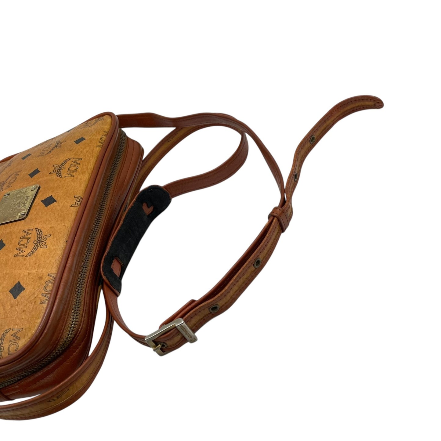 MCM ヴィンテージ ヴィセトス カメラバッグ ショルダーバッグ ブラウン モノグラム レザー切替 ゴールド金具 レディース s88