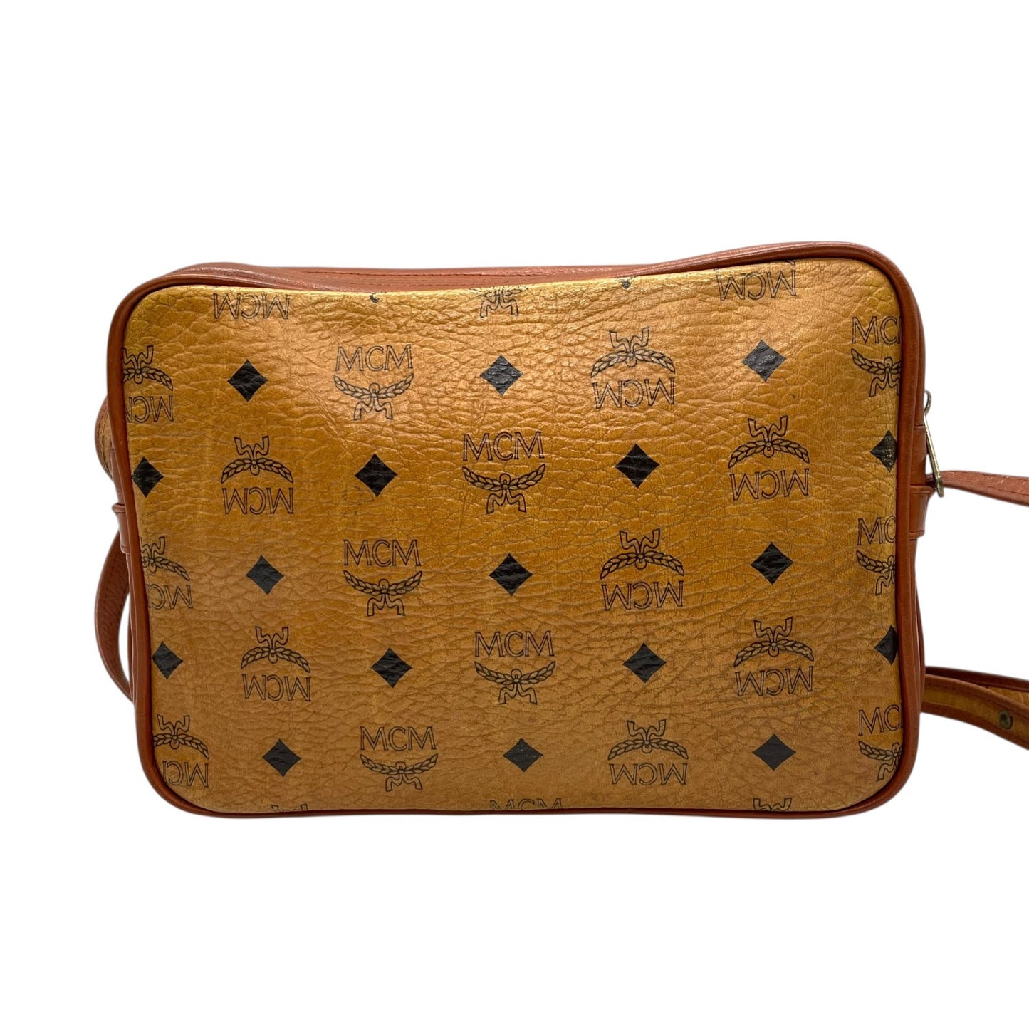 MCM ヴィンテージ ヴィセトス カメラバッグ ショルダーバッグ ブラウン モノグラム レザー切替 ゴールド金具 レディース s88