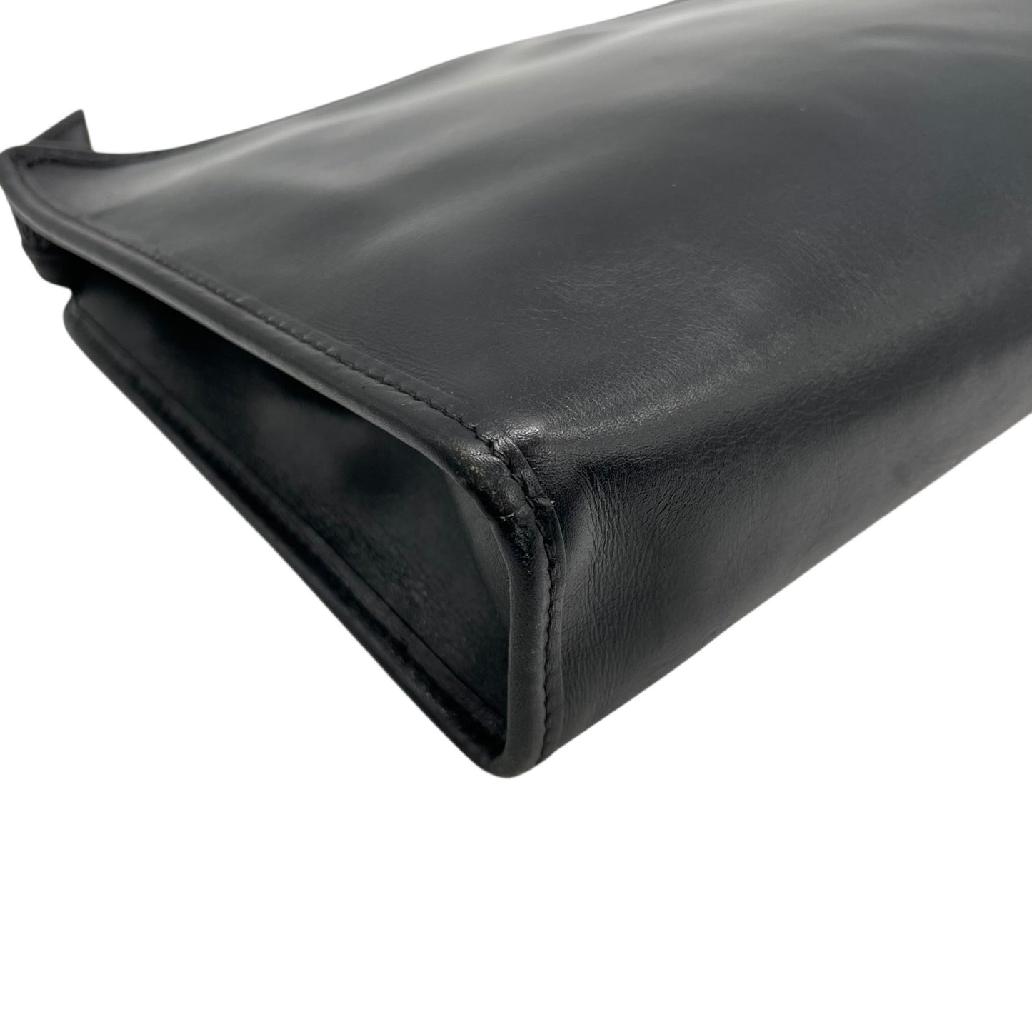 CELINE ヴィンテージ レザークラッチバッグ シルバーサークル金具 ブラック 黒 フラップ クラッチ セリーヌ レディース c6