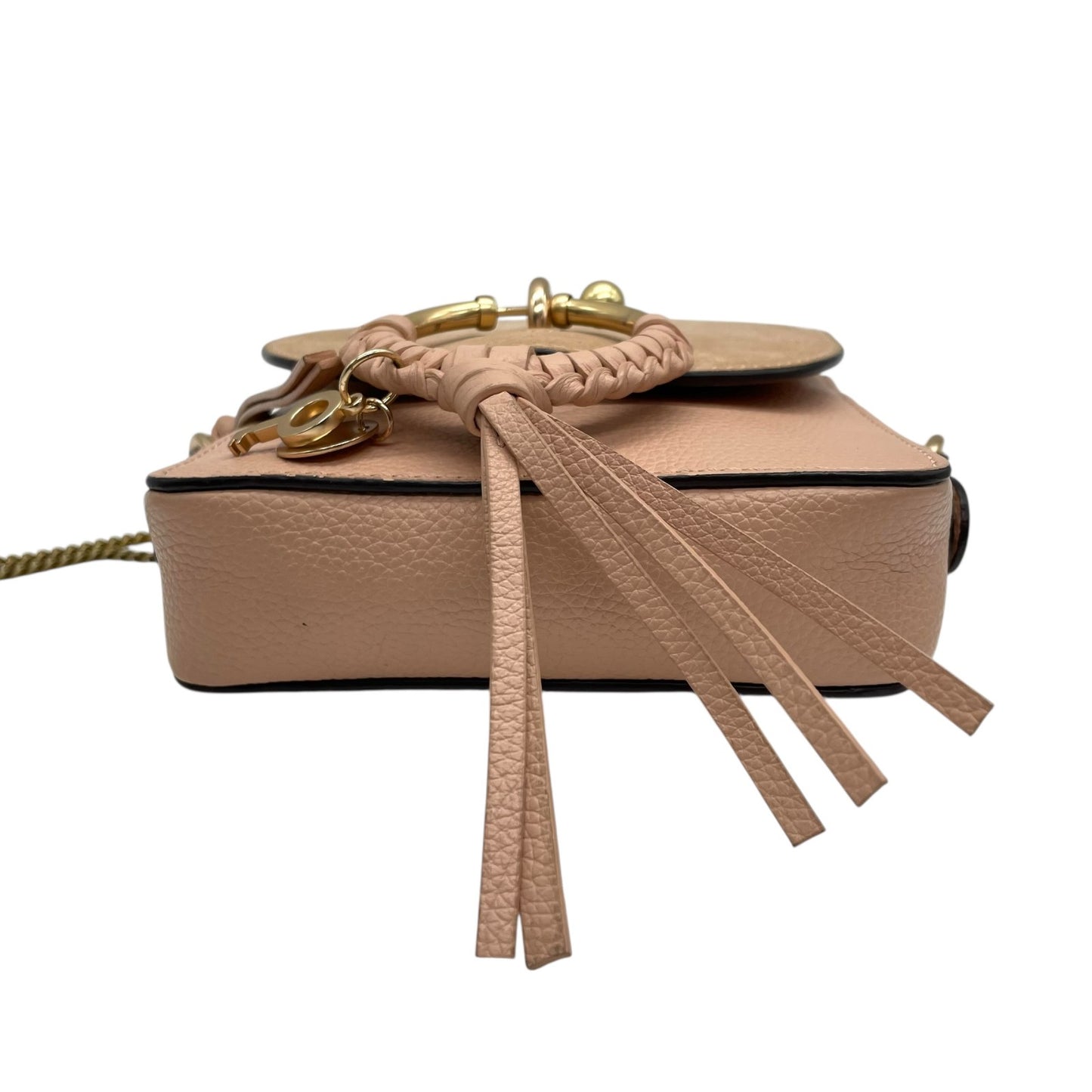 極 美品 シーバイクロエ See By Chloé Hana ハナ ショルダーバッグ ポシェット チェーン スエード レザー 本革 ピンク ゴールド金具 斜め掛け可 クロスボディ ミニバッグ レディース 鞄 カバン エレガント k11