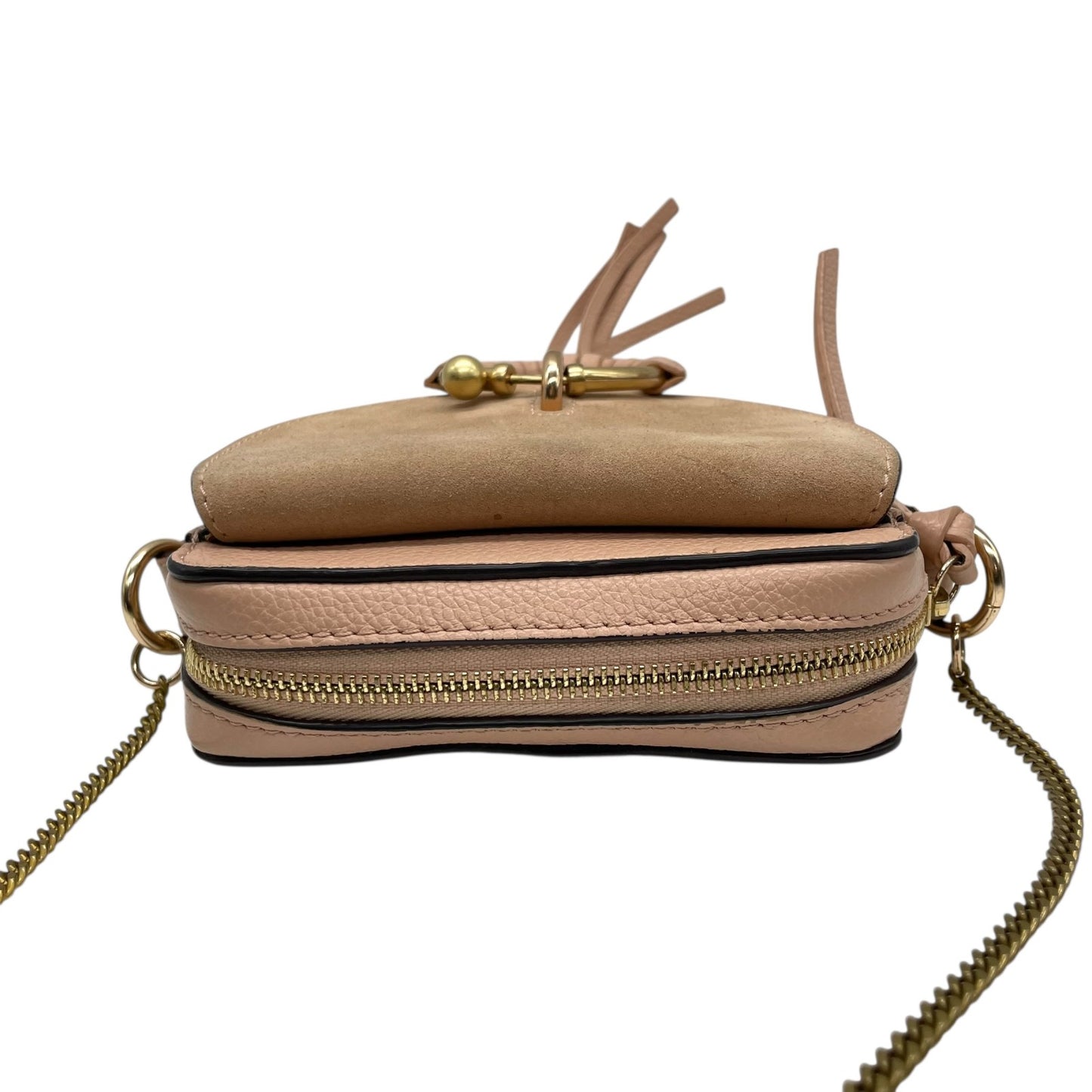 極 美品 シーバイクロエ See By Chloé Hana ハナ ショルダーバッグ ポシェット チェーン スエード レザー 本革 ピンク ゴールド金具 斜め掛け可 クロスボディ ミニバッグ レディース 鞄 カバン エレガント k11