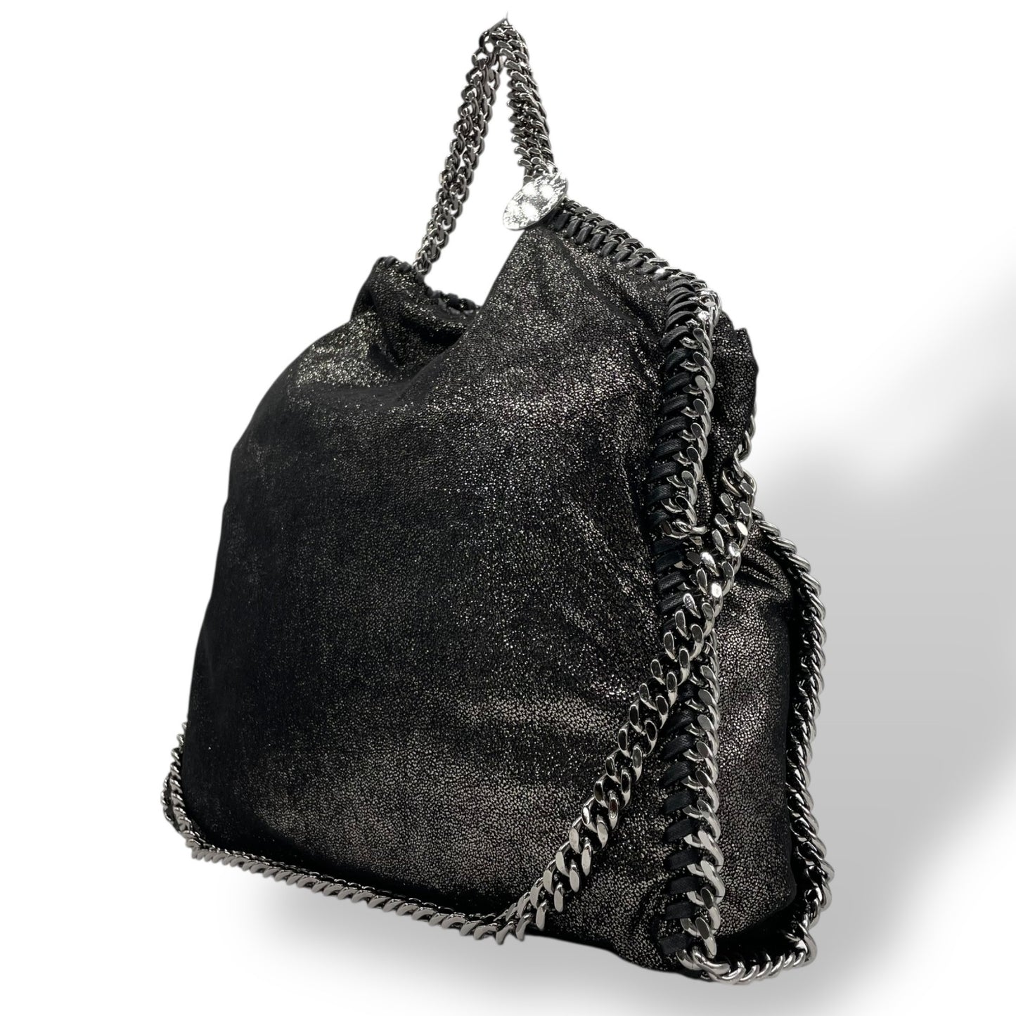 極 美品 希少色 Stella McCartney ステラマッカートニー ファラベラ トートバッグ メタリック 黒 ブラック チェーンショルダー アイコニック レディース C1