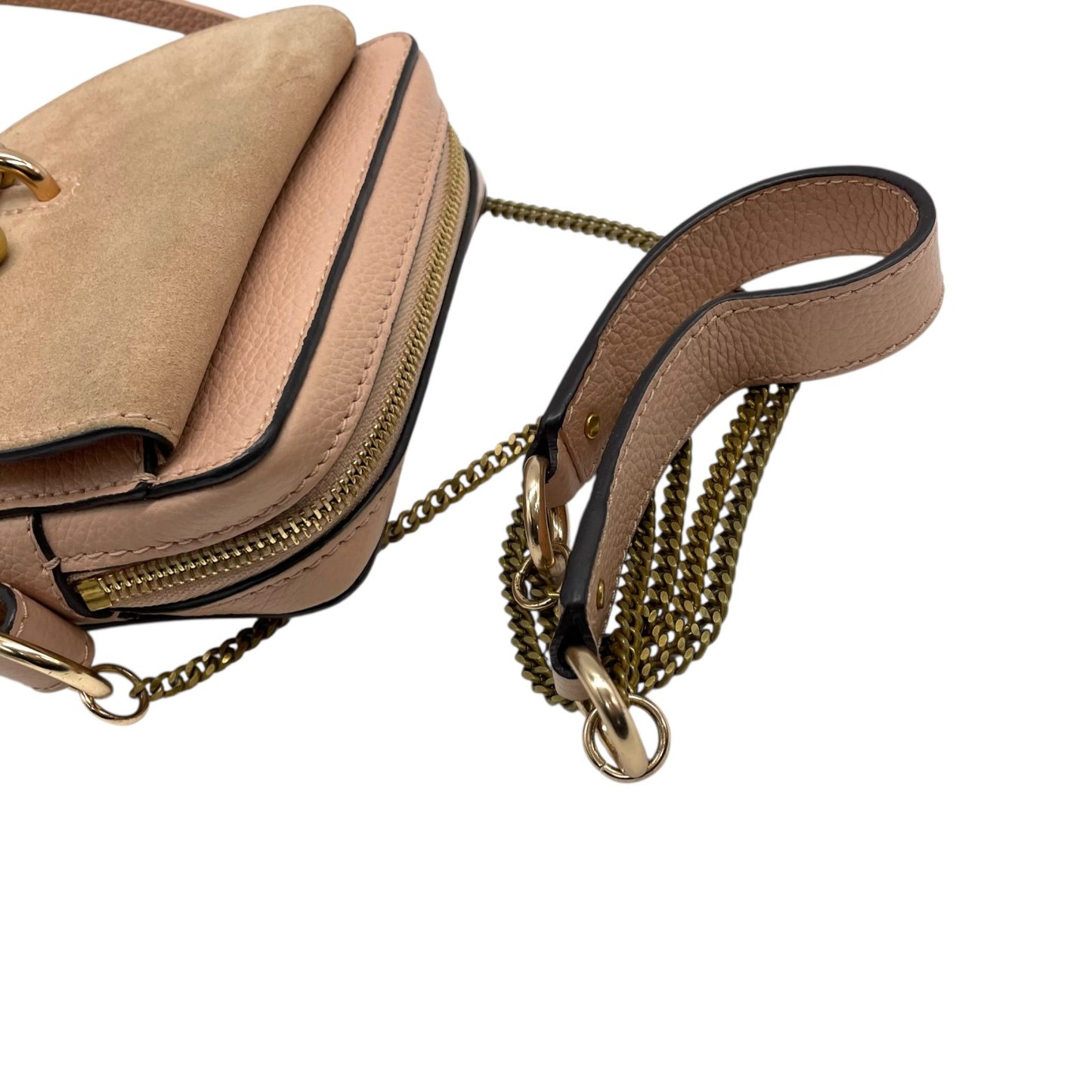 極 美品 シーバイクロエ See By Chloé Hana ハナ ショルダーバッグ ポシェット チェーン スエード レザー 本革 ピンク ゴールド金具 斜め掛け可 クロスボディ ミニバッグ レディース 鞄 カバン エレガント k11