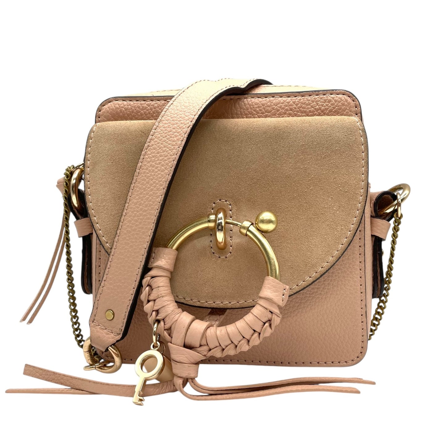 極 美品 シーバイクロエ See By Chloé Hana ハナ ショルダーバッグ ポシェット チェーン スエード レザー 本革 ピンク ゴールド金具 斜め掛け可 クロスボディ ミニバッグ レディース 鞄 カバン エレガント k11