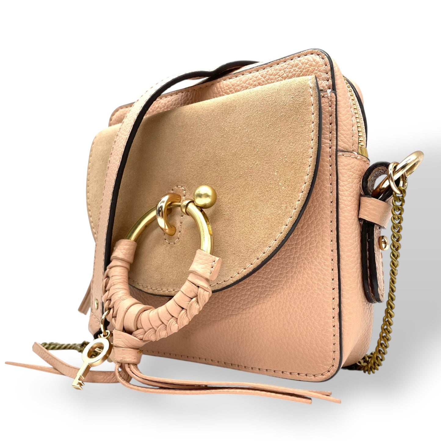 極 美品 シーバイクロエ See By Chloé Hana ハナ ショルダーバッグ ポシェット チェーン スエード レザー 本革 ピンク ゴールド金具 斜め掛け可 クロスボディ ミニバッグ レディース 鞄 カバン エレガント k11