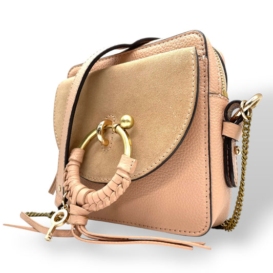 極 美品 シーバイクロエ See By Chloé Hana ハナ ショルダーバッグ ポシェット チェーン スエード レザー 本革 ピンク ゴールド金具 斜め掛け可 クロスボディ ミニバッグ レディース 鞄 カバン エレガント k11