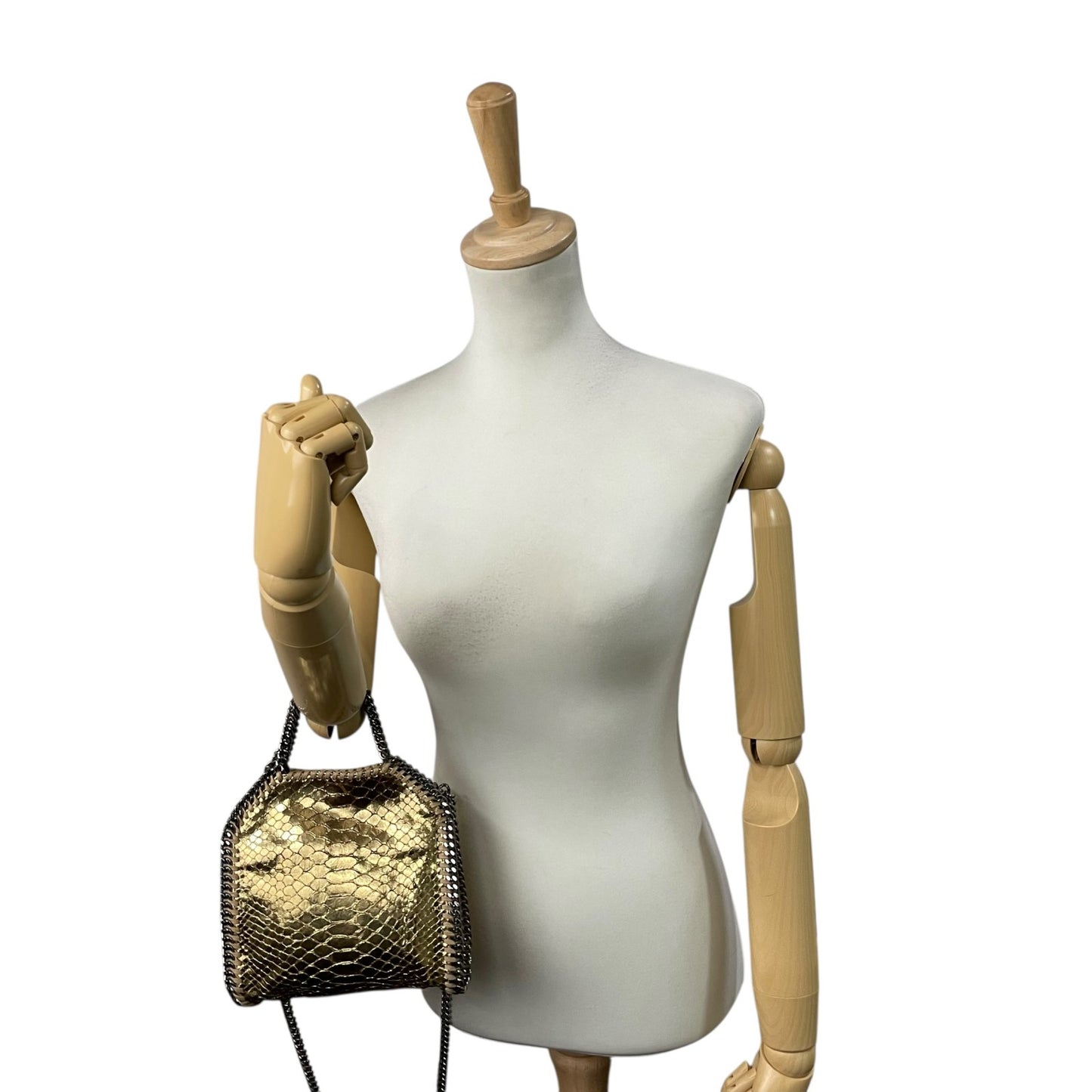 ステラ マッカートニー ファラベラ ミニ トート ゴールド 型押し チェーン 2WAY ヴィーガンレザー C7