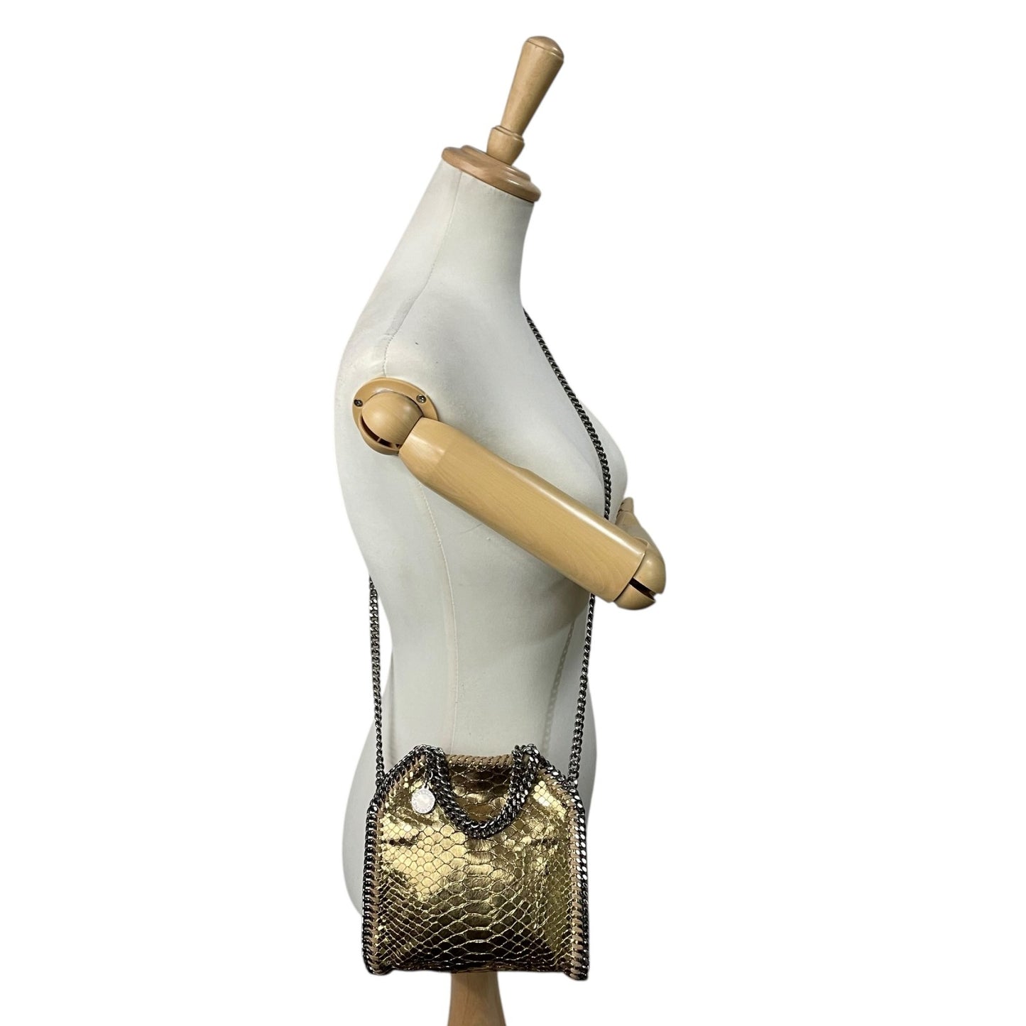 ステラ マッカートニー ファラベラ ミニ トート ゴールド 型押し チェーン 2WAY ヴィーガンレザー C7