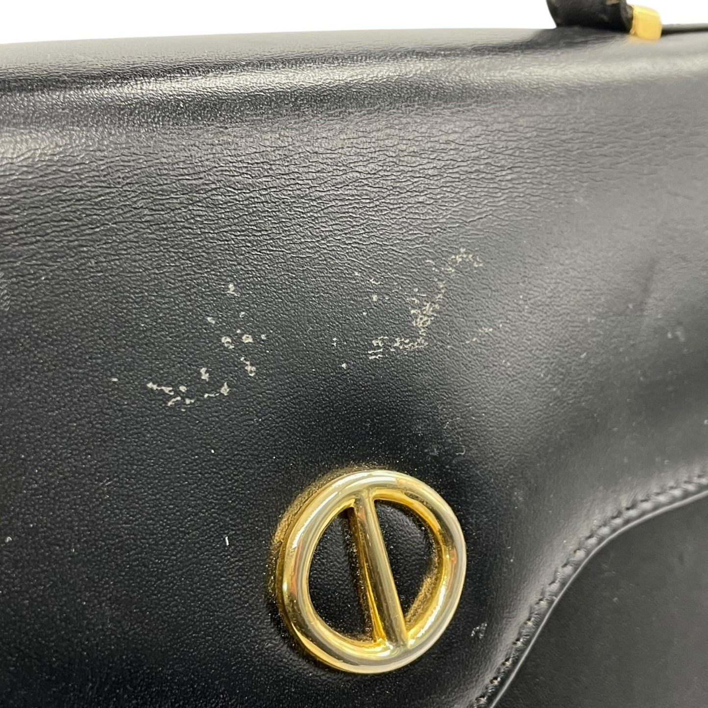 Christian Dior ヴィンテージ トップハンドル フォーマル ハンドバッグ レザー ブラック CDロゴ ゴールド金具 クラシック A