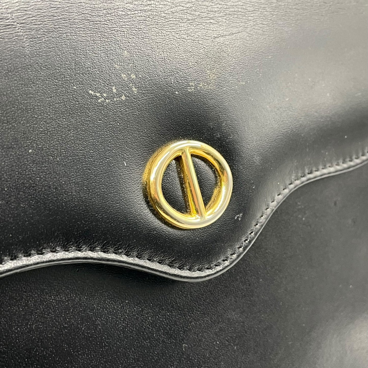 Christian Dior ヴィンテージ トップハンドル フォーマル ハンドバッグ レザー ブラック CDロゴ ゴールド金具 クラシック A