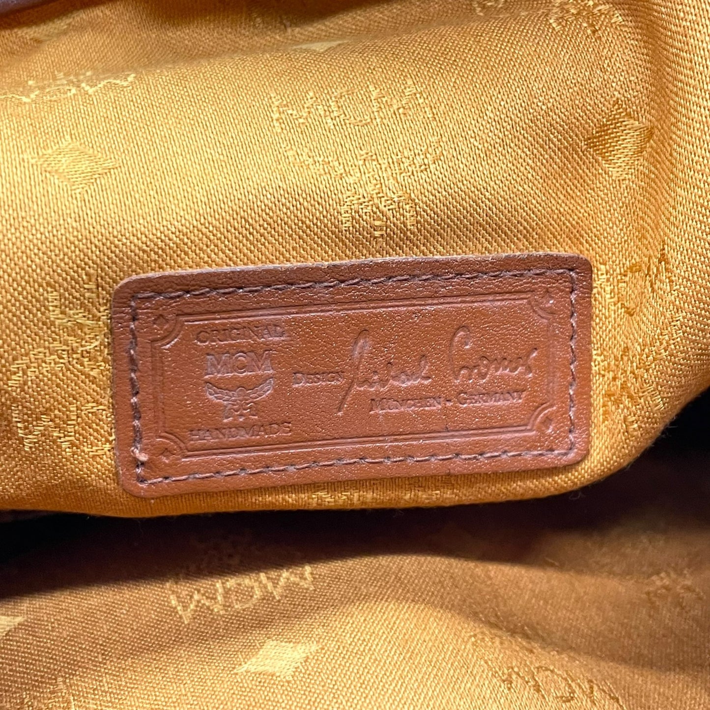 MCM ヴィンテージ ヴィセトス 巾着 ショルダーバッグ ドローストリング バケットバッグ ブラウン レザー切替 ゴールド金具 レディース D6