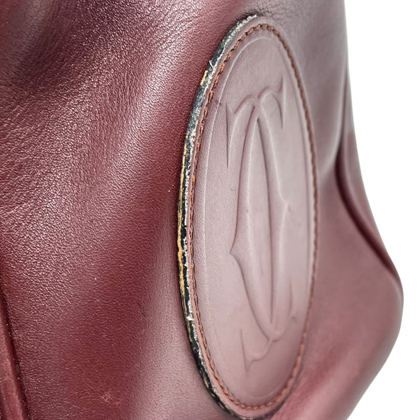 Cartier マスト ドゥ カルティエ ミニボストン ハンドバッグ レザー ボルドー ゴールド金具 ヴィンテージ マストライン U11