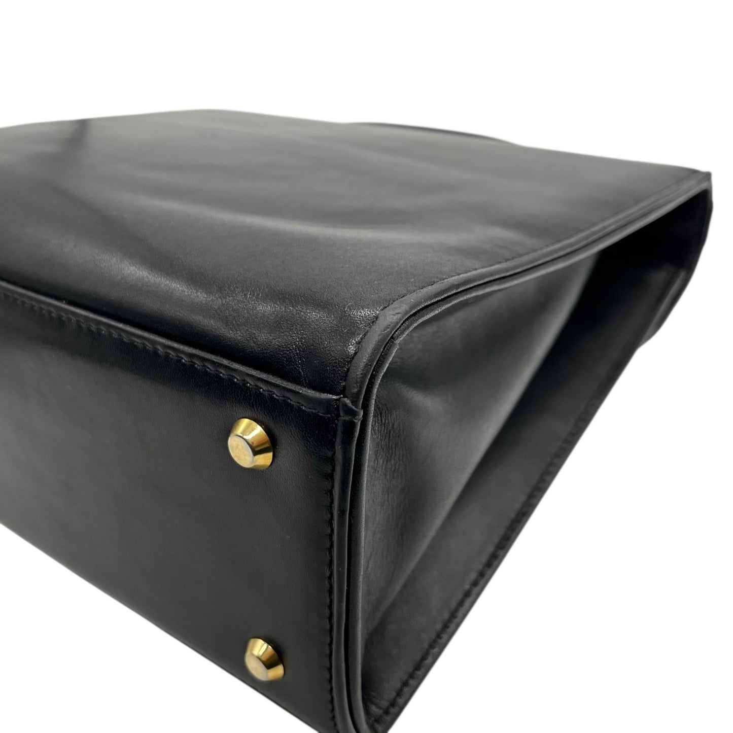 Christian Dior ヴィンテージ トップハンドル フォーマル ハンドバッグ レザー ブラック CDロゴ ゴールド金具 クラシック A