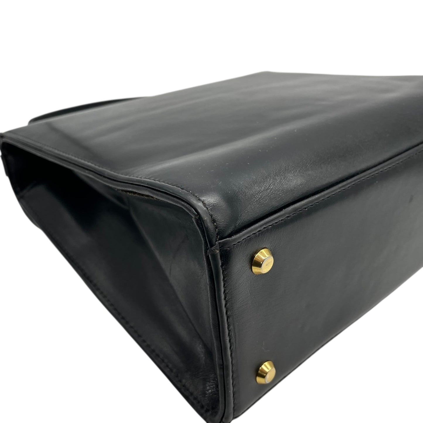 Christian Dior ヴィンテージ トップハンドル フォーマル ハンドバッグ レザー ブラック CDロゴ ゴールド金具 クラシック A