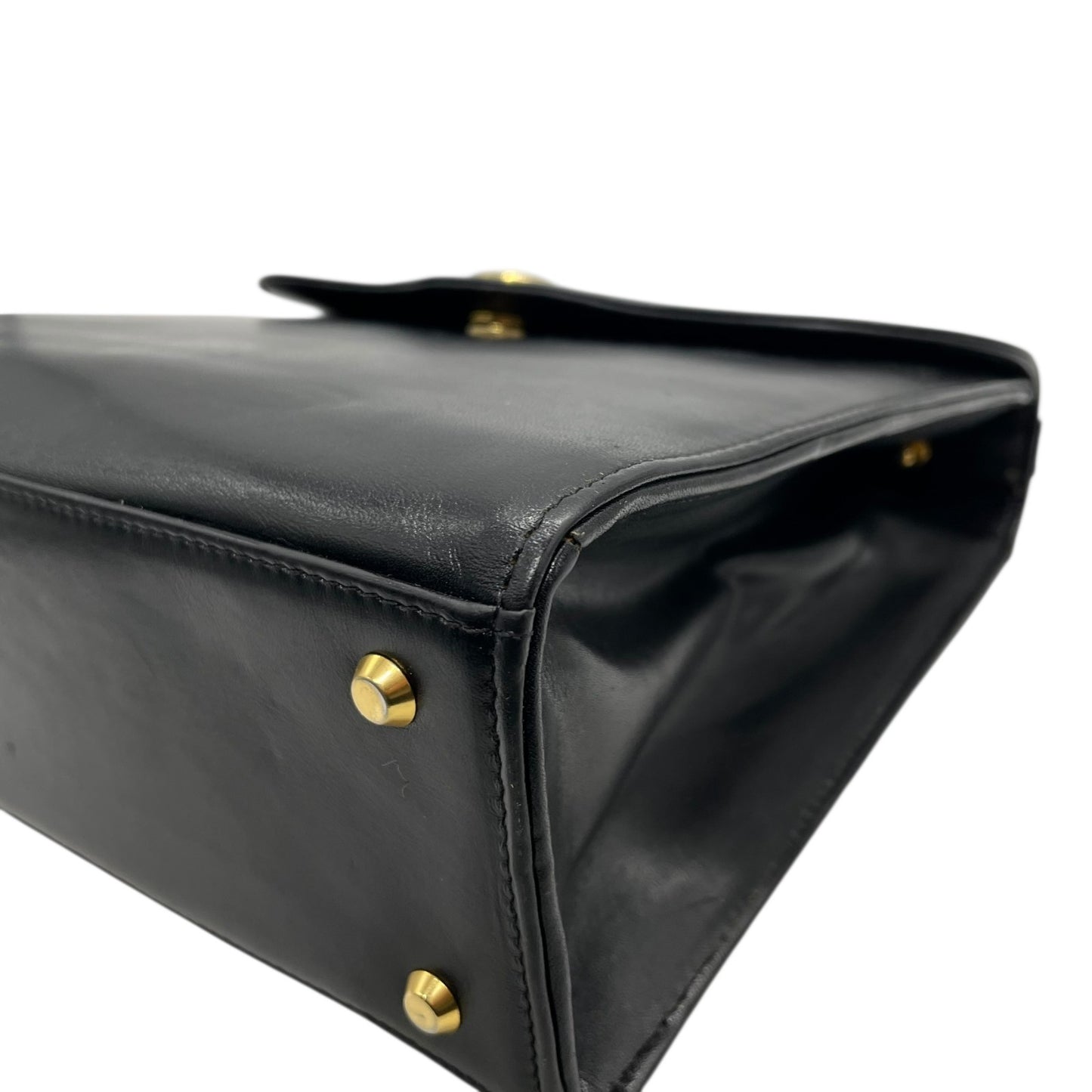 Christian Dior ヴィンテージ トップハンドル フォーマル ハンドバッグ レザー ブラック CDロゴ ゴールド金具 クラシック A