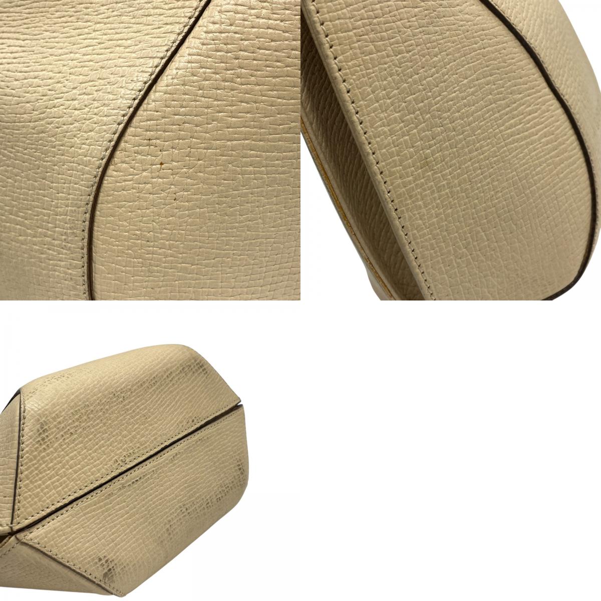 LOEWE ロエベ アナグラム エンボス レザー ハンドバッグ ベージュ ゴールド金具 トップハンドル クラシック レディース C
