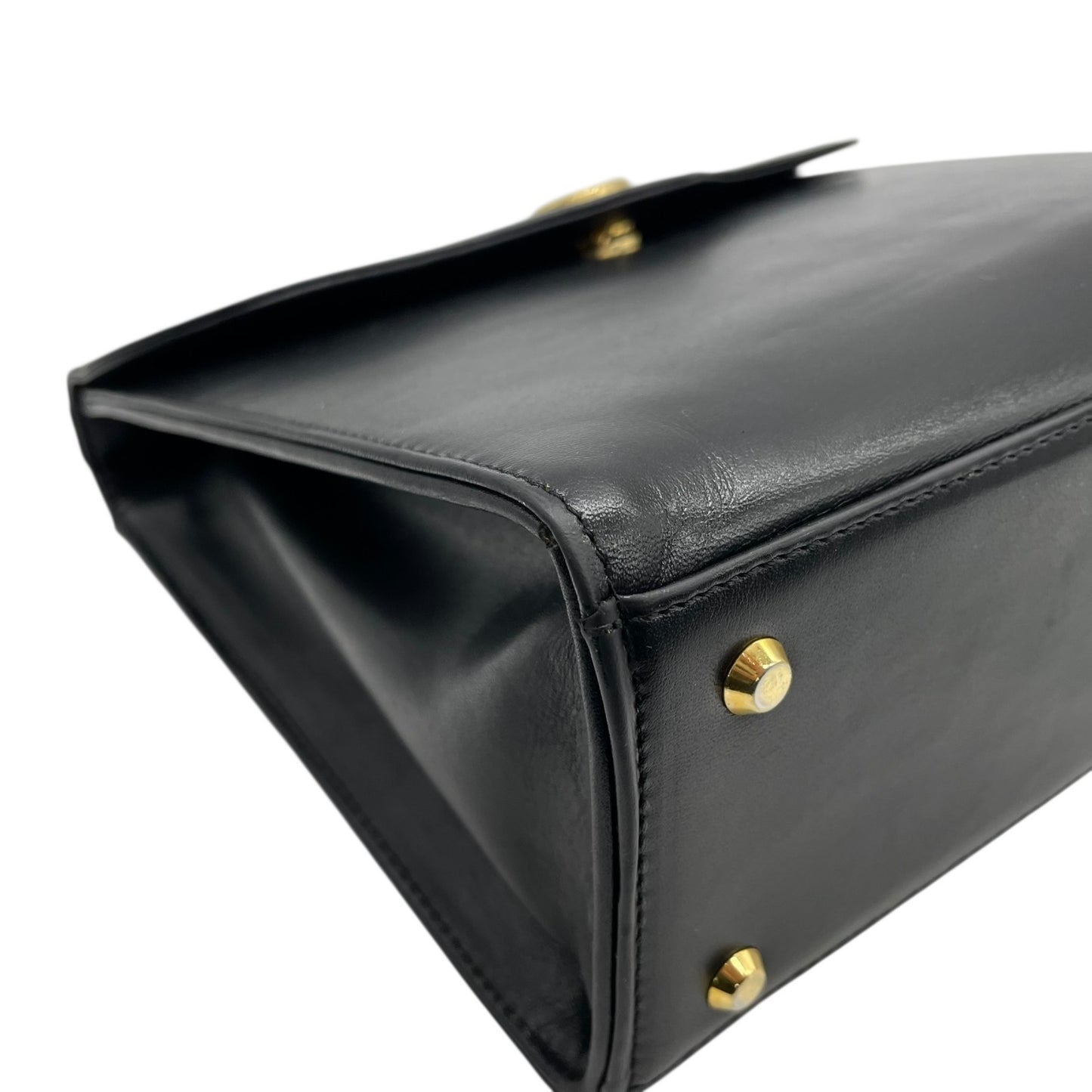 Christian Dior ヴィンテージ トップハンドル フォーマル ハンドバッグ レザー ブラック CDロゴ ゴールド金具 クラシック A