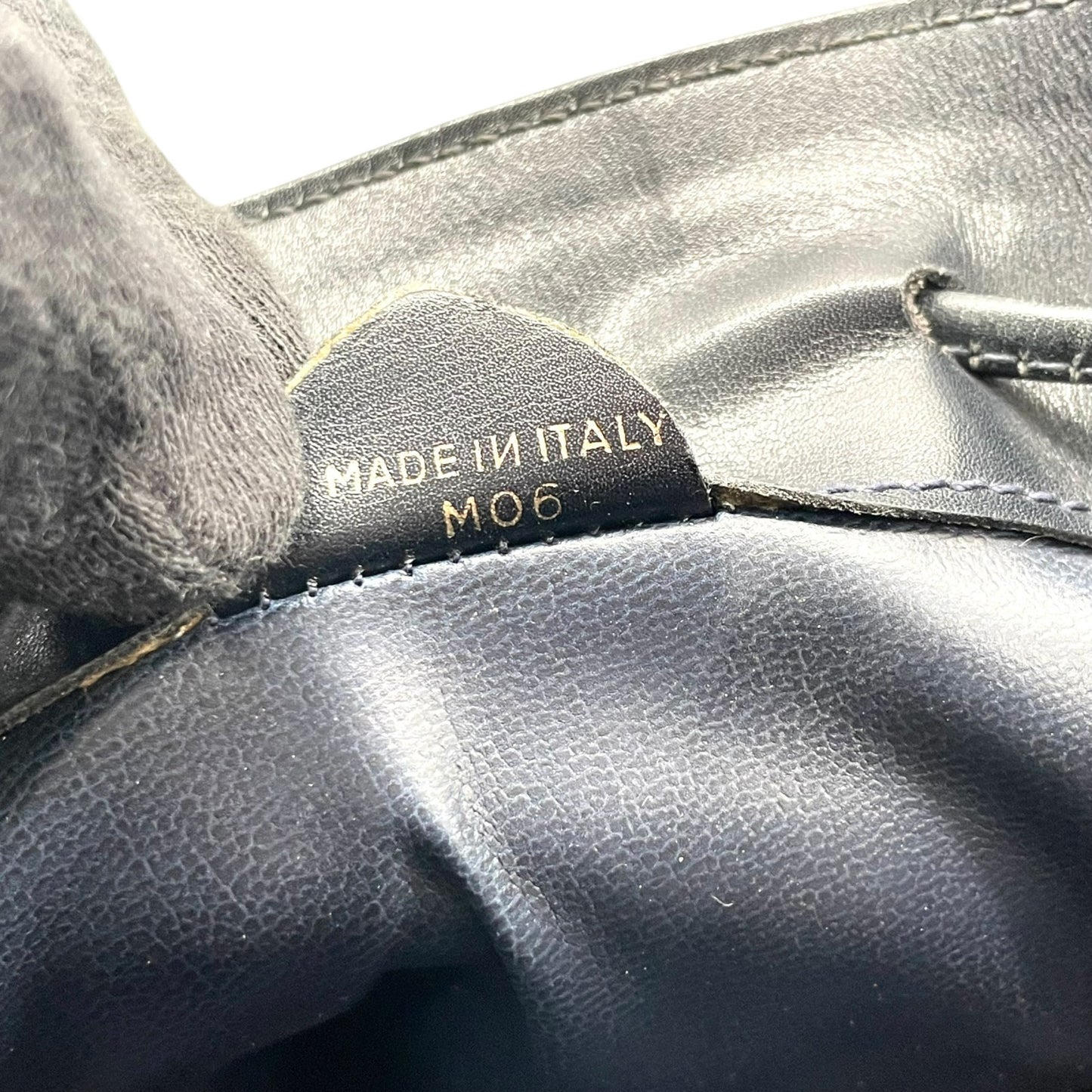 CELINE セリーヌ ドローストリング ショルダーバッグ ヴィンテージ レザー バケットバッグ ネイビー ゴールド金具 ポーチ付き レディース S21