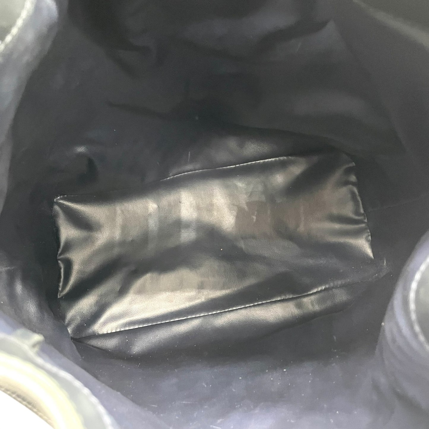 CELINE セリーヌ ドローストリング ショルダーバッグ ヴィンテージ レザー バケットバッグ ネイビー ゴールド金具 ポーチ付き レディース S21