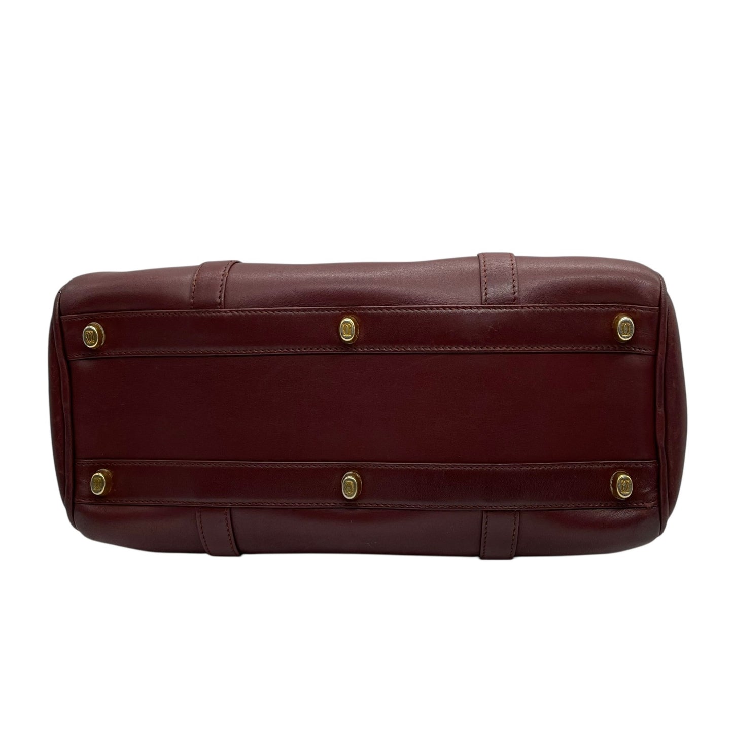 Cartier マスト ドゥ カルティエ ミニボストン ハンドバッグ レザー ボルドー ゴールド金具 ヴィンテージ マストライン U11